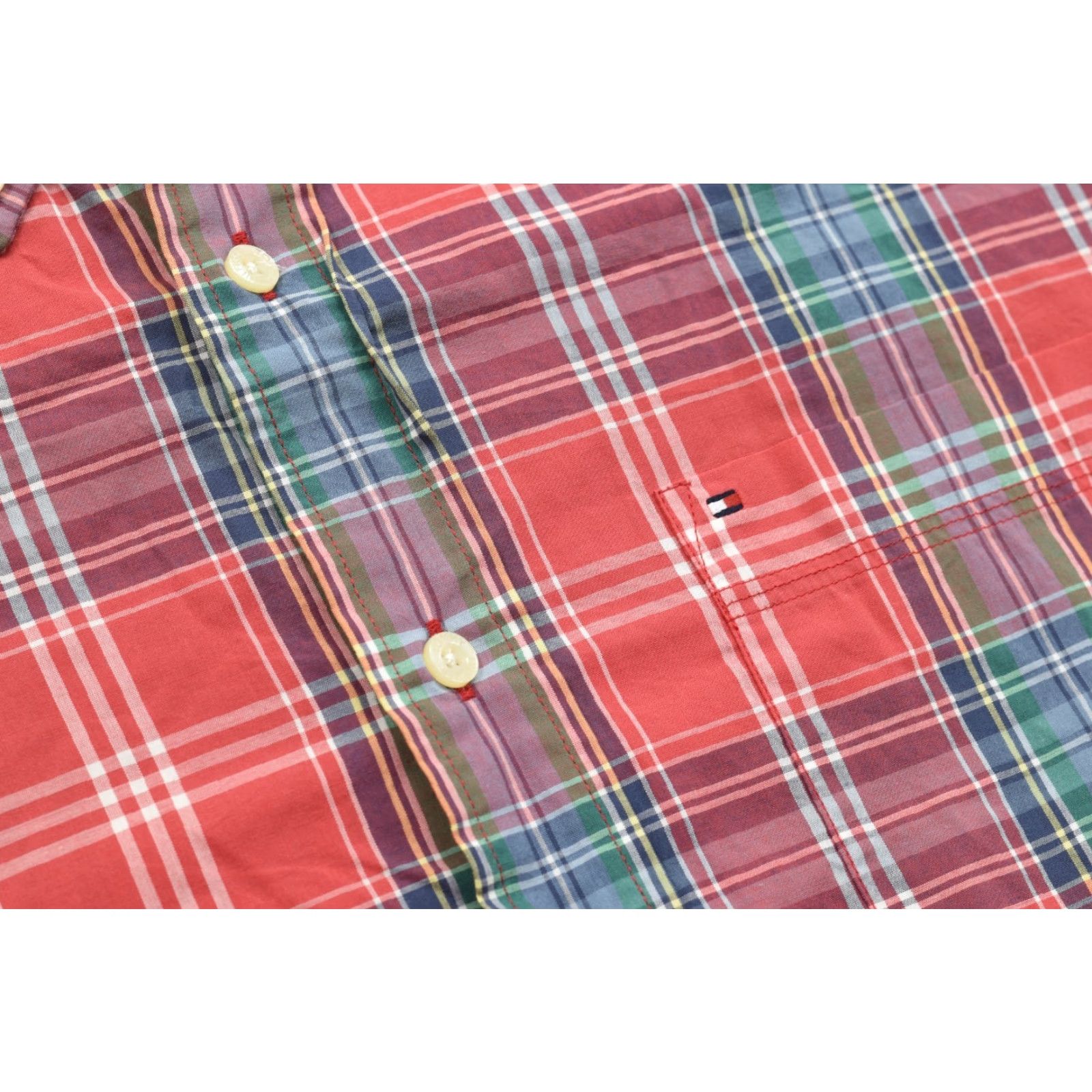 Tommy Hilfiger Tommy Hilfiger Shirt Mens L Red Blue Green Plaid Long Sleeve Button Down Casual Pocket Cotton Woven Buttons Multicolor Tommy Jeans Style Size US L / EU 52-54 / 3 - 7 Thumbnail