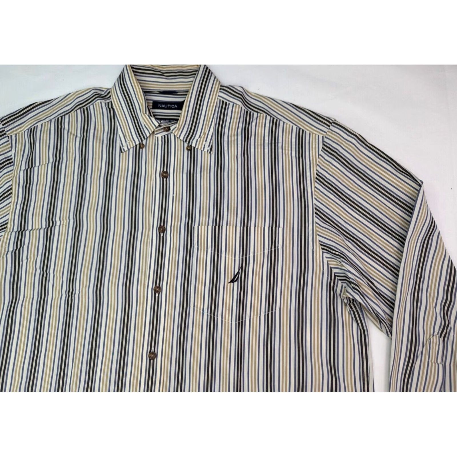 Nautica Nautica Dress Shirts LOT x 2 Sanded Poplin 80s 2-Ply Cotton Button LRG Men Size US L / EU 52-54 / 3 - 6 Thumbnail