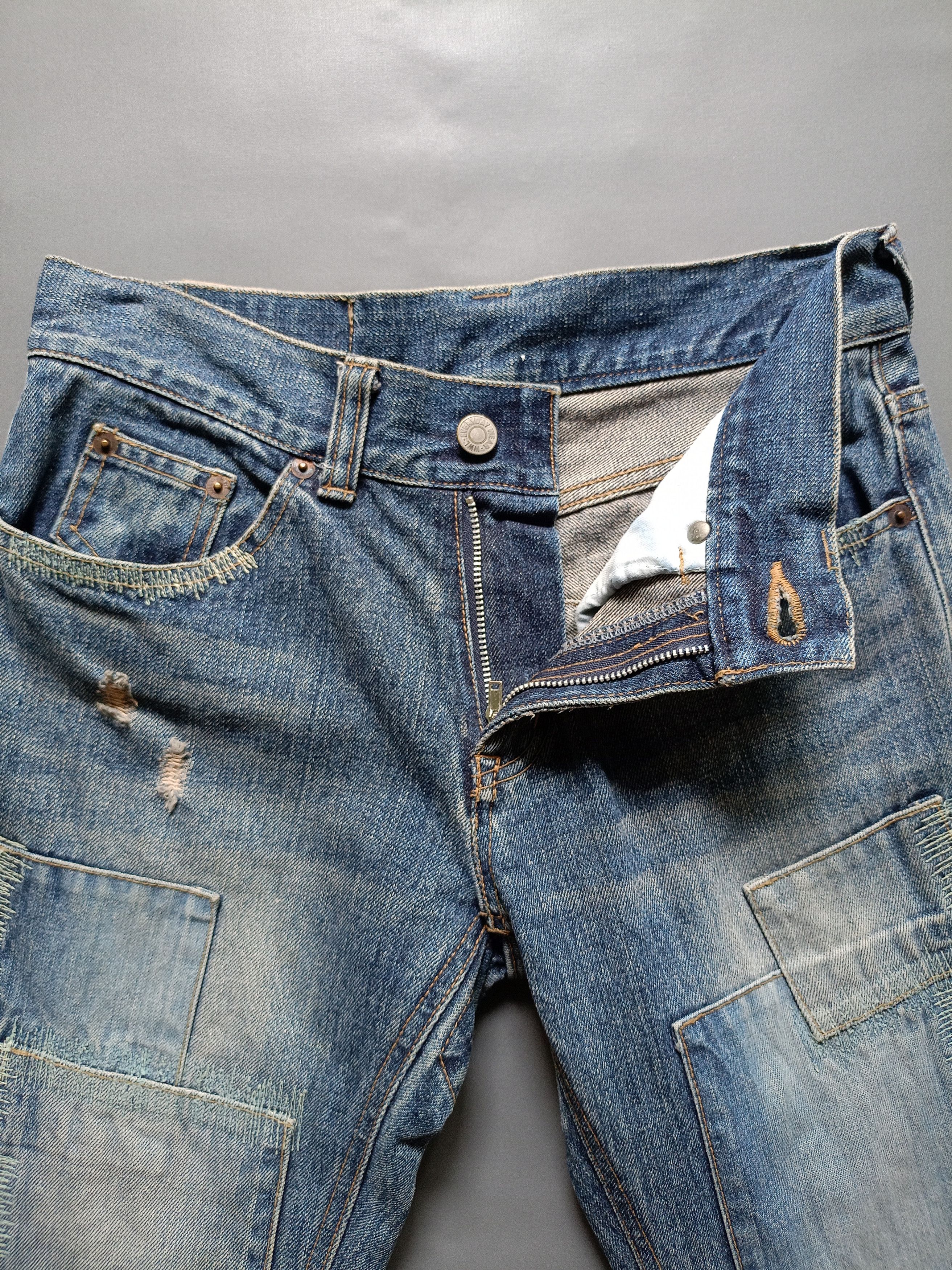 Japanese Brand 2000s WWL EVERDAY WEAR PATCHWORK DENIM PANTS Size US 27 - 3 Thumbnail