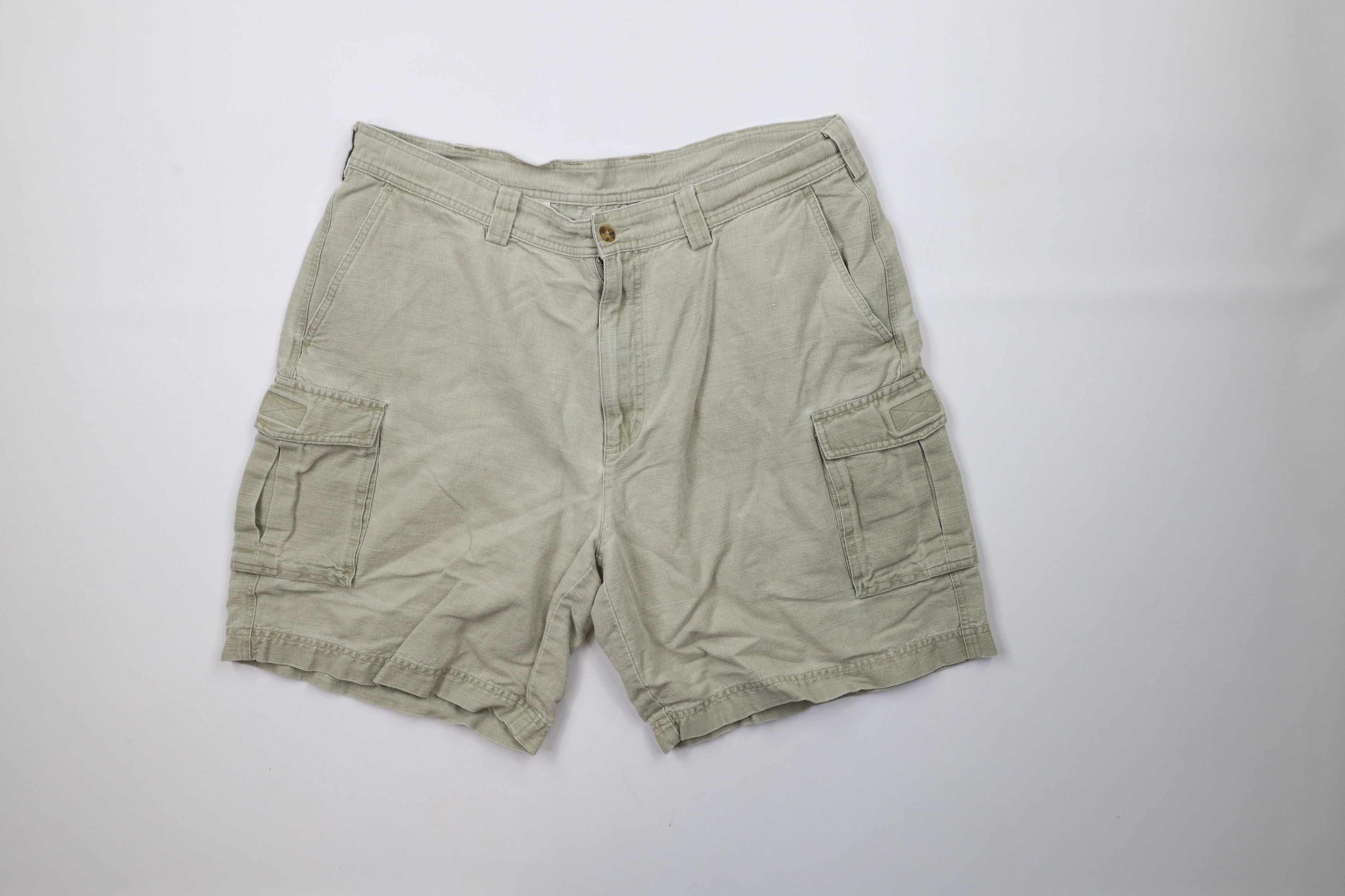 L.L. Bean × Vintage Vintage 90s LL Bean Above Knee Cargo Shorts Light Green Size US 38 / EU 54 - 1 Thumbnail