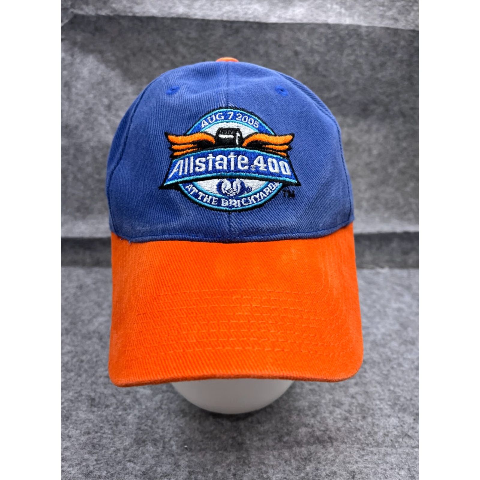 Vintage VINTAGE Allstate 400 at the Brickyard 2005 Hat Cap Strap Back Adult One Size Blue Orange Cotton Mens Size ONE SIZE - 2 Thumbnail