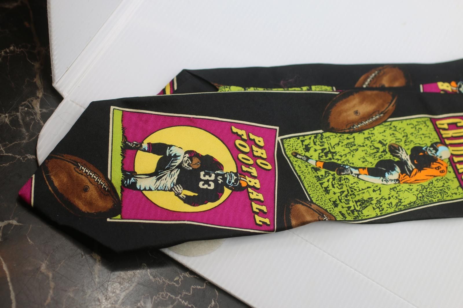 The Tie Bar 100% Silk Football Tie Handmade Vibrant Colors Mens Tie Game Size ONE SIZE - 2 Thumbnail
