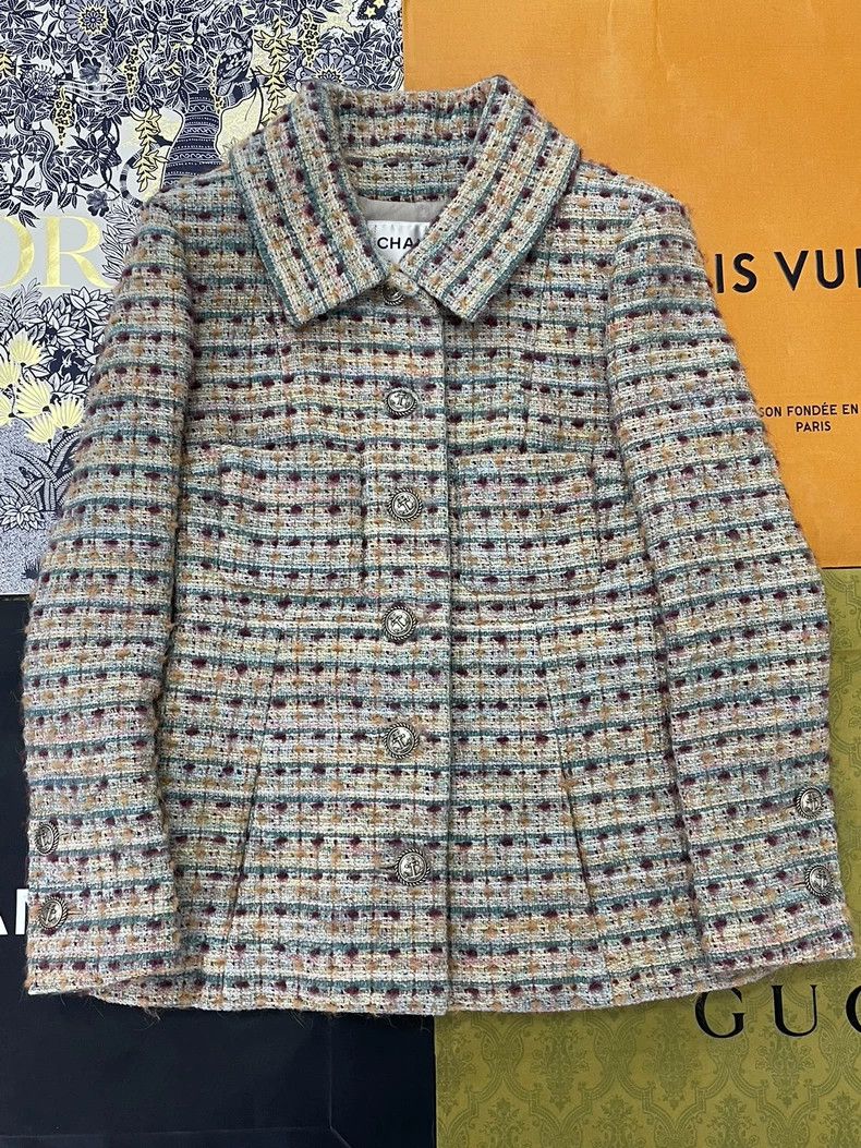 chanel German Hamburg series colourful tweed woven coat