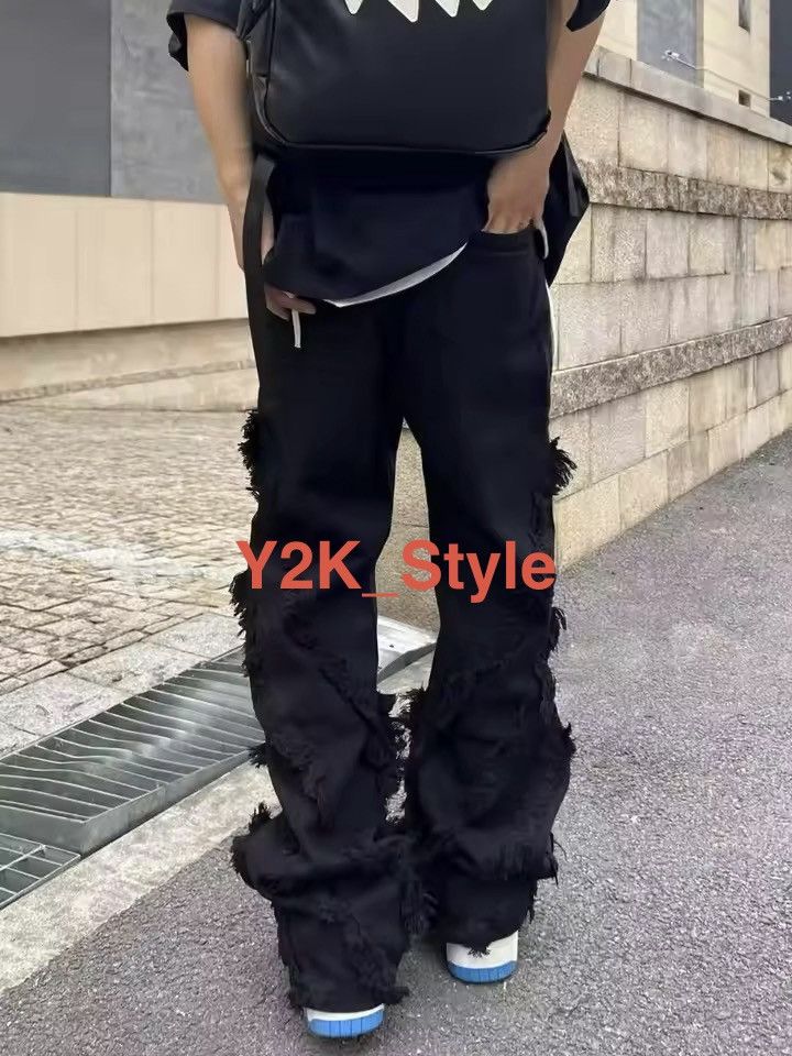 Jean Deconstructed Denim Trousers – Distressed Y2K Baggy Size US 29 - 2 Thumbnail