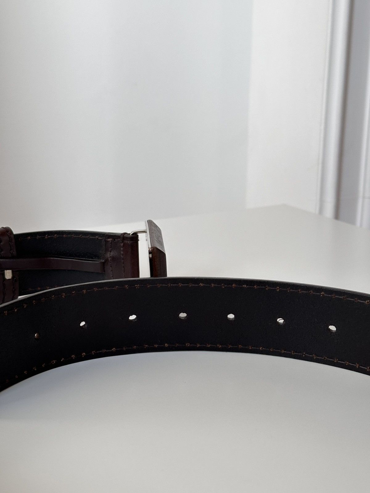 Gucci GUCCI Wooden Brown Square Buckle Leather Belt Size: 110/40 Size 30 - 13 Thumbnail