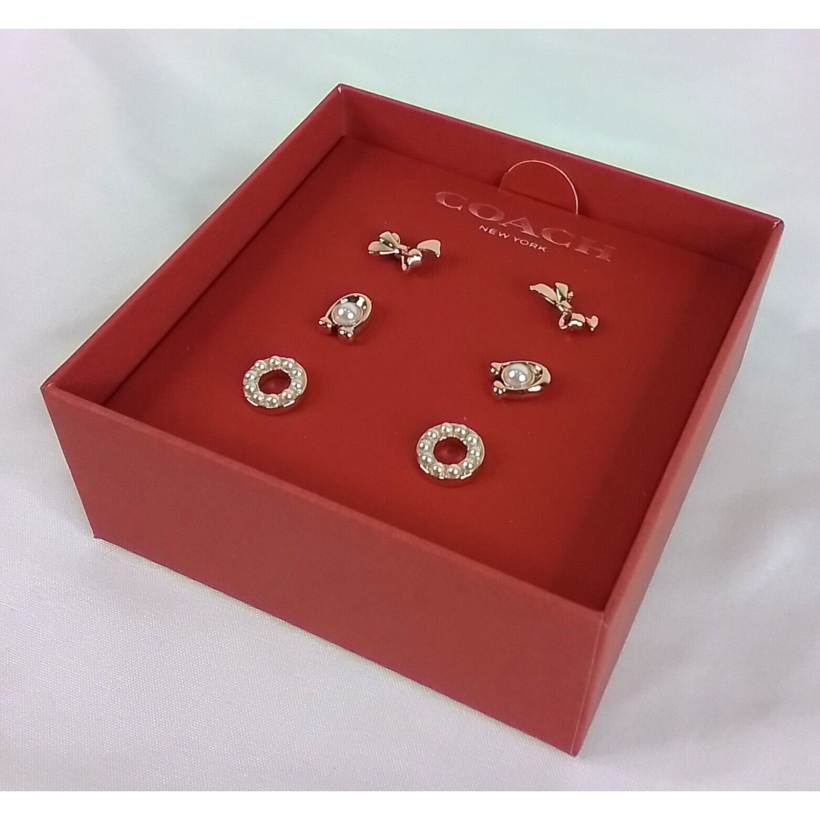 Coach Coach Women's Signature Pearl Bow Earrings Three Pairs NIB Size ONE SIZE - 8 Thumbnail