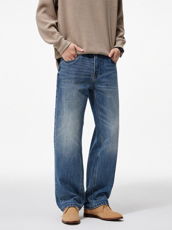 Japanese Brand Men's Loose Wide-Leg Washed Straight Leg Jeans Size US 32 / EU 48 - 5 Thumbnail