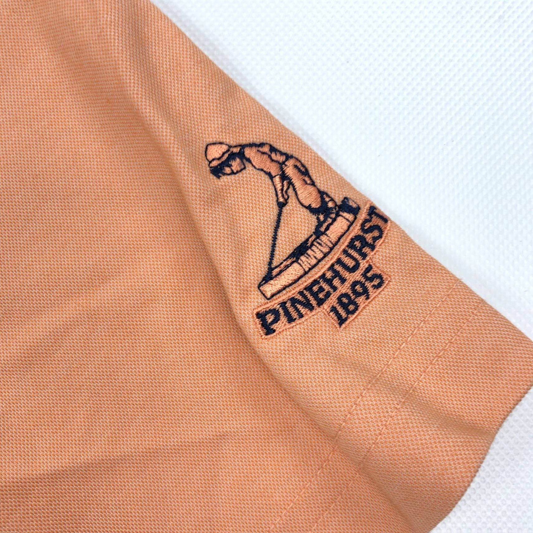 TravisMathew TravisMathew Men's L Polo Shirt Pinehurst 1895 Peach Orange Golf Performance Embroidery Logo Pattern Short Sleeve Shirt Mens Size US L / EU 52-54 / 3 - 3 Thumbnail