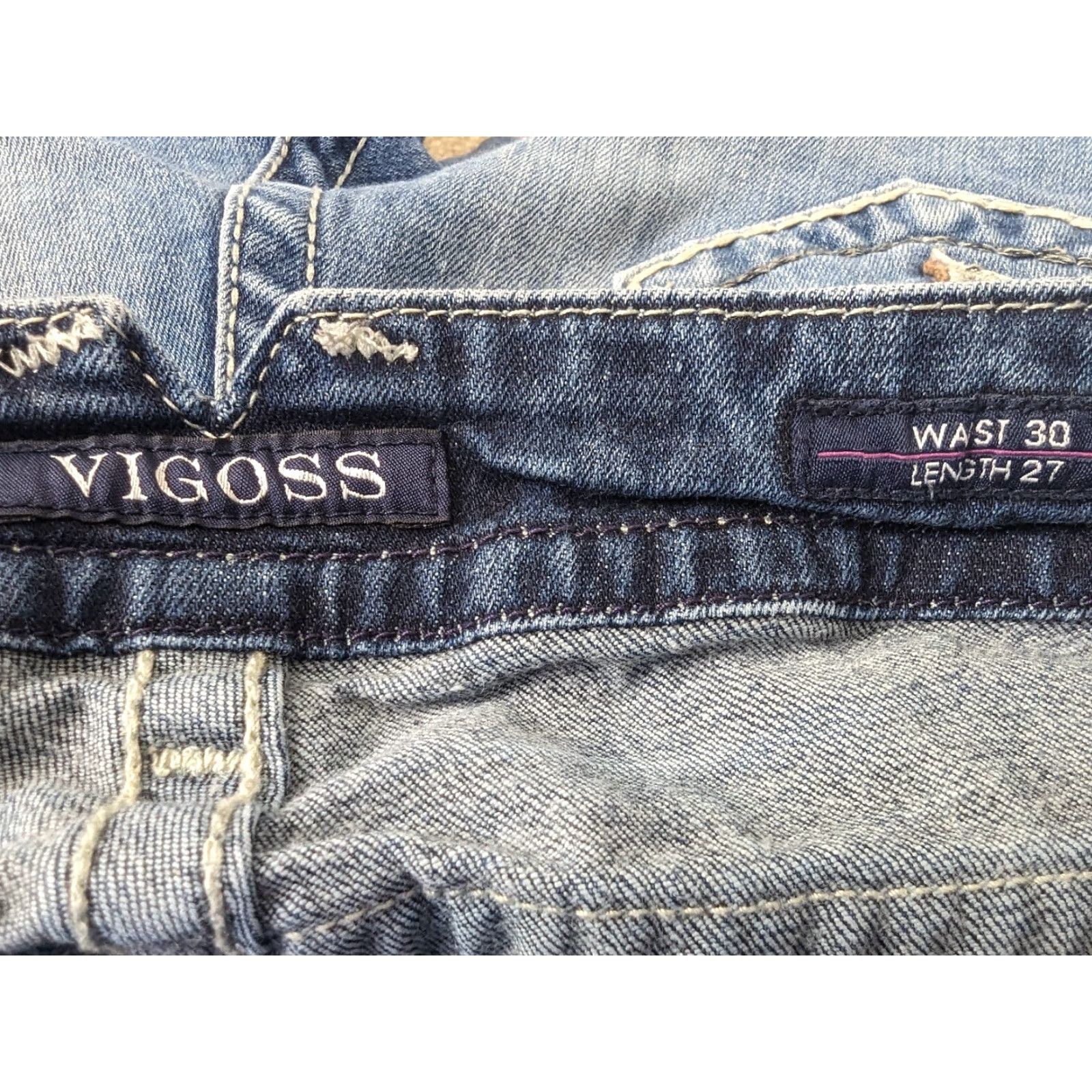 Vintage VIGOSS Jeans Womens 30x27 Skinny Distress Dark Wash M6W Jeans Distressed Denim 30x27 Womens Skinny Size 30" / US 8 / IT 44 - 4 Thumbnail