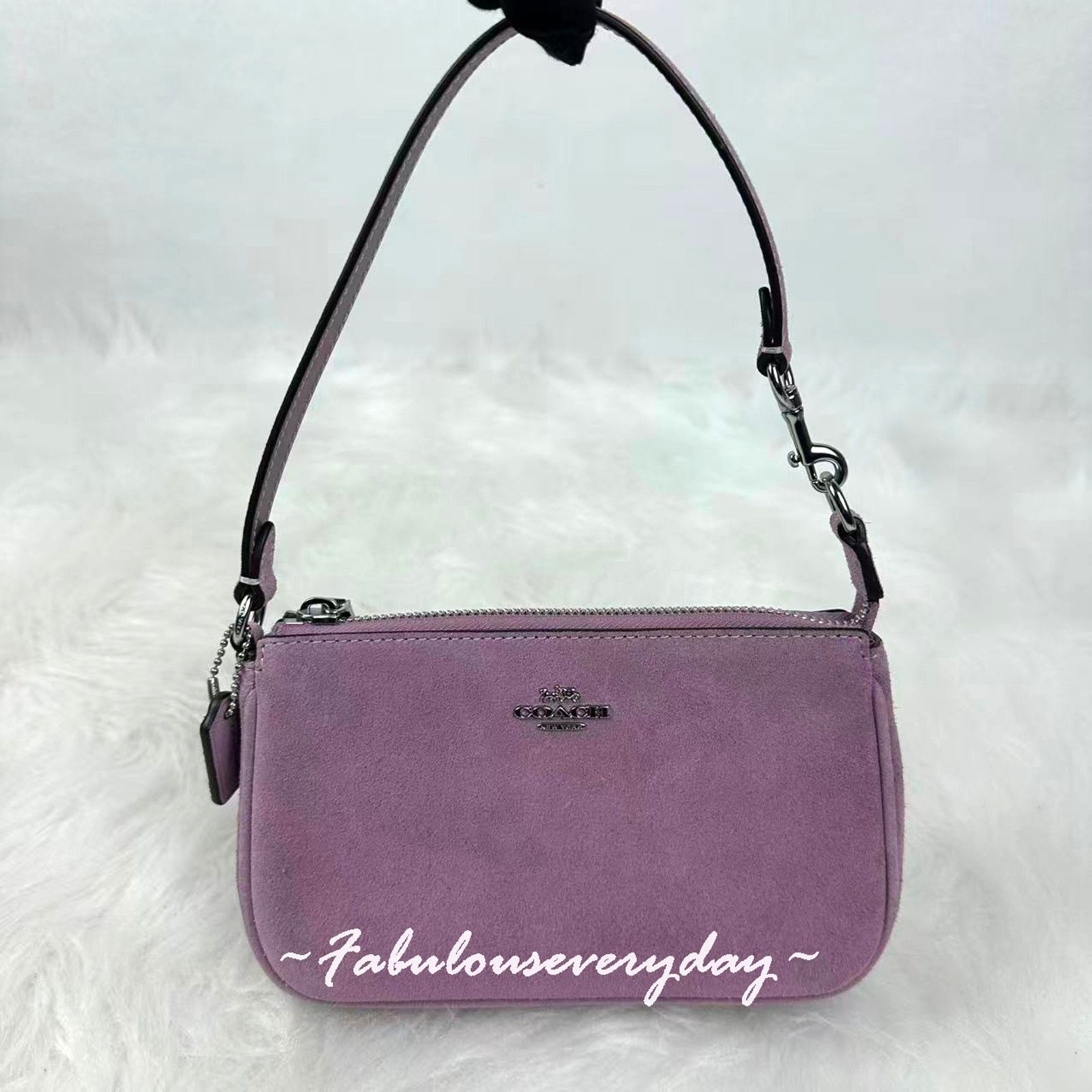 Coach Nolita 19 Shoulder Wristlet Suede/Silver/Light Violet