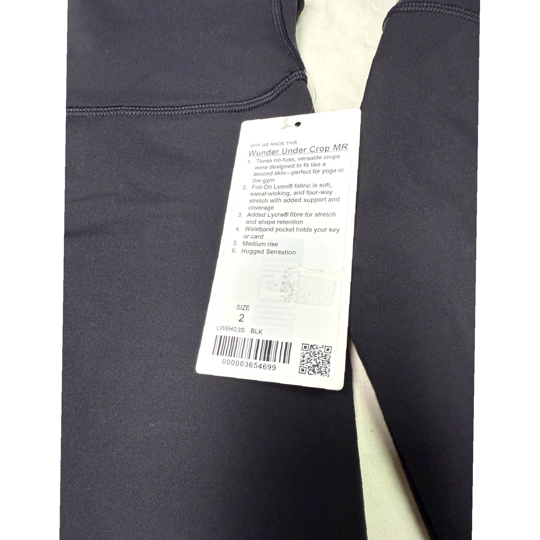 Lululemon Lululemon Wunder Under Crop Black Leggings Size 2 MR Mid Rise Cropped Yoga Pants Women NWT Size 26" / US 2 / IT 38 - 2 Thumbnail