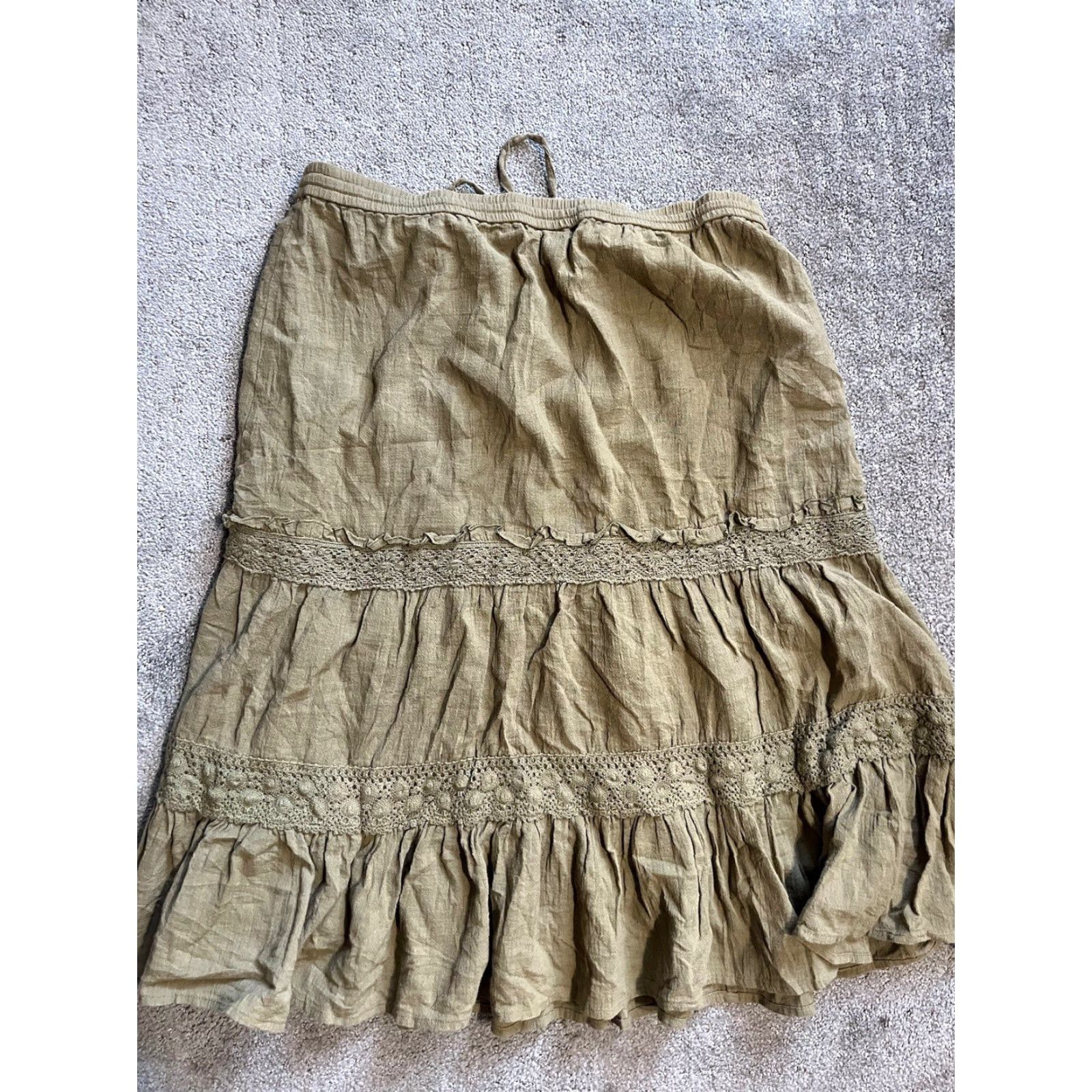 Banana Republic VINTAGE Banana Republic A-Line Knee Length Skirt Women's Size 8 Green Cotton Blend Fall Casual Size 30" / US 8 / IT 44 - 2 Thumbnail