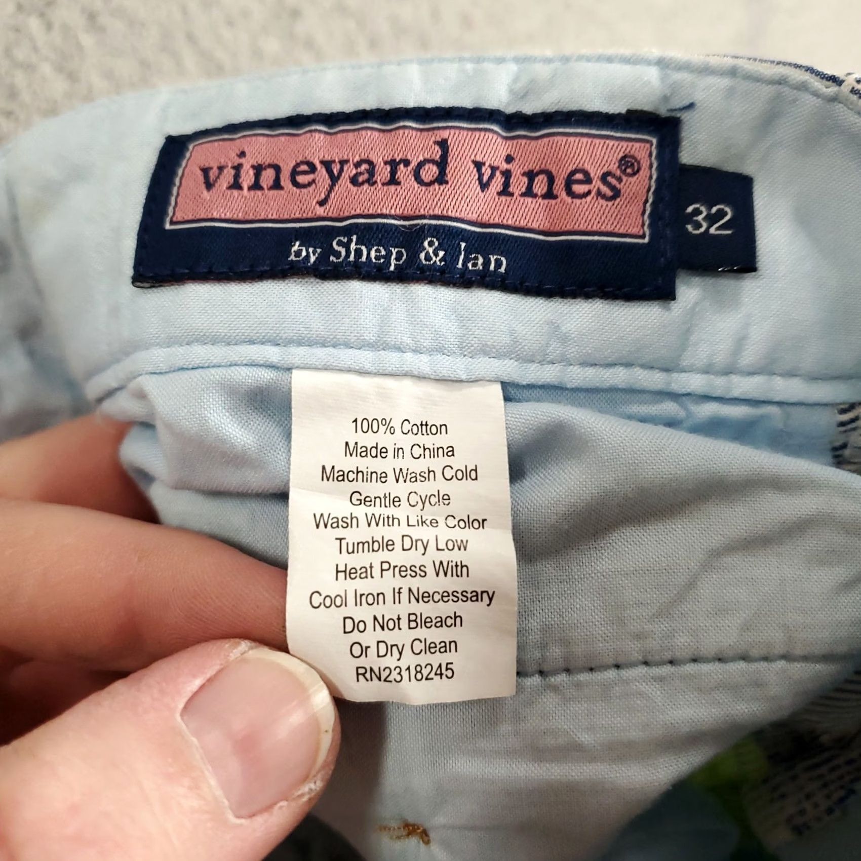 Vineyard Vines Vineyard Vines Patchwork Shorts Mens Size 32 Green Blue White Hickory Stripe Regular Chino Casual Pockets Size US 32 / EU 48 - 4 Thumbnail