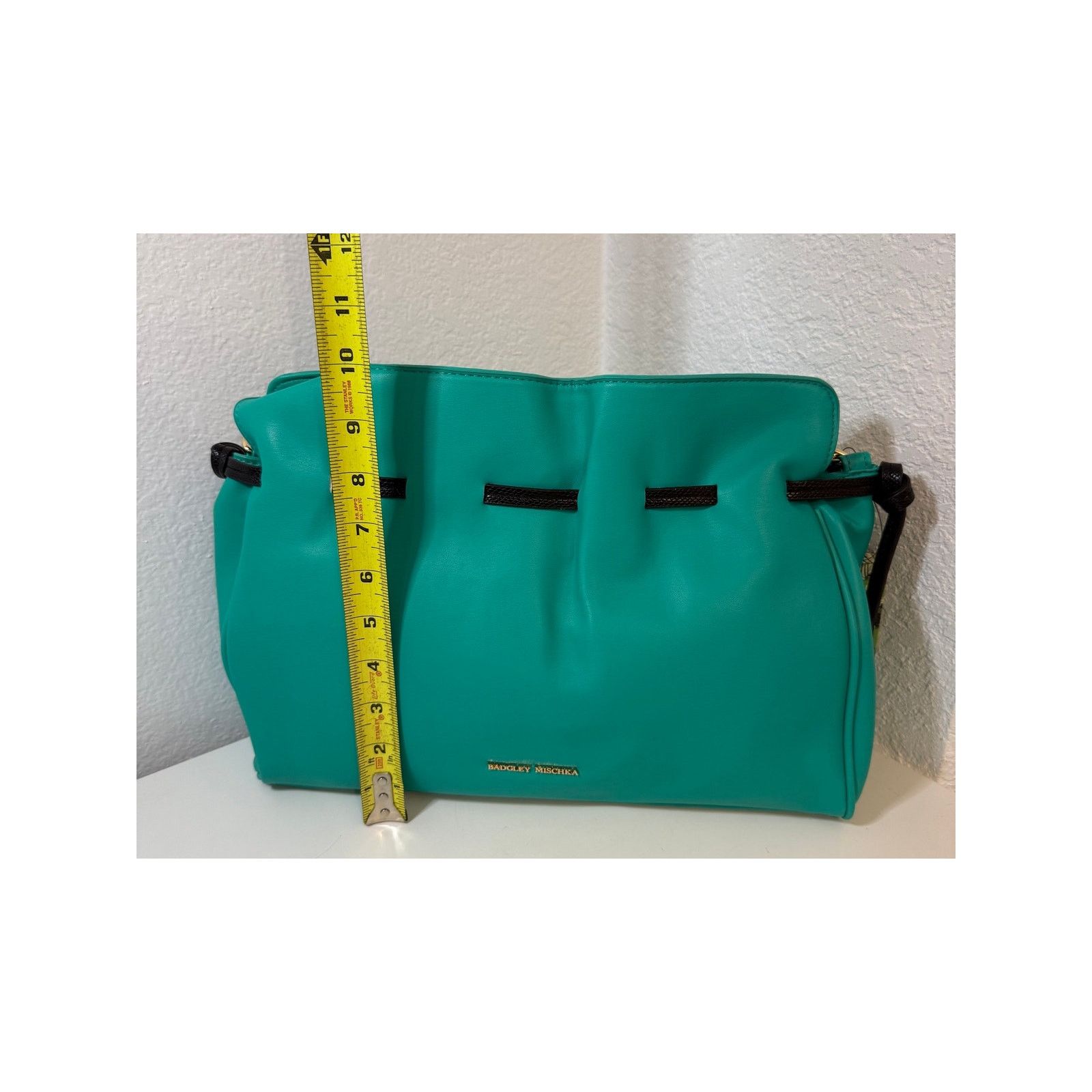 Badgley Mischka BADGLEY MISCHKA TEAL Lg Tote Vegan w/ Black Snake Handle Size ONE SIZE - 9 Thumbnail