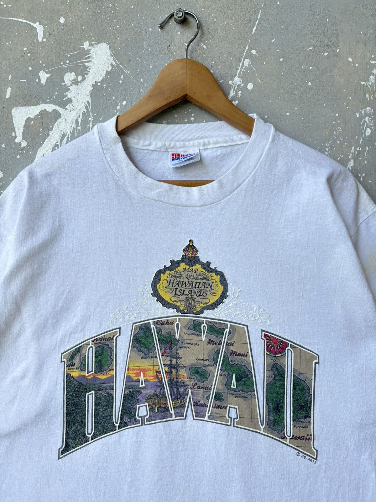 Hanes Vintage 90s Hawaii Spellout Beach Tee Size US L / EU 52-54 / 3 - 2 Thumbnail