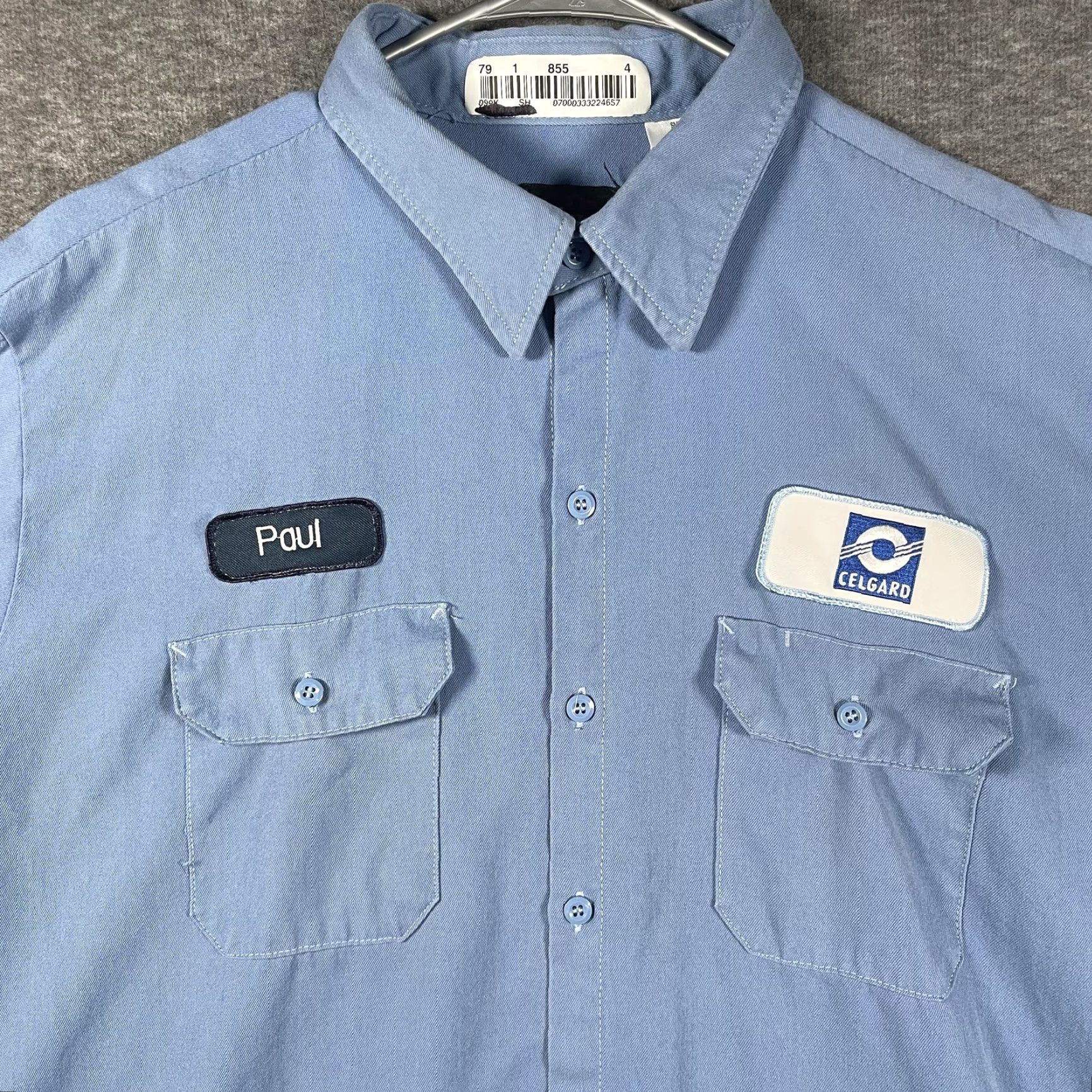Vintage Bulwark FR Work Shirt Mens 3XL Long Sleeve Button-Down Light Blue Twill Size US XXL / EU 58 / 5 - 2 Thumbnail