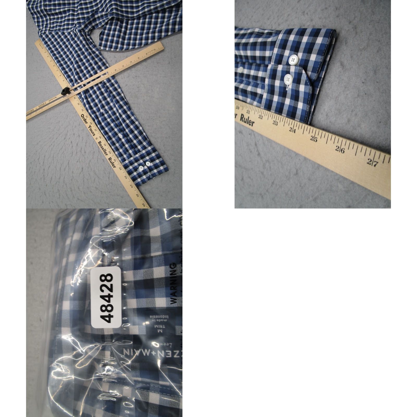 Mizzen+Main Mizzen+Main Leeward Shirt Mens Medium Trim Fit Blue Plaid Performance Stretch Shirt Size US M / EU 48-50 / 2 - 8 Thumbnail