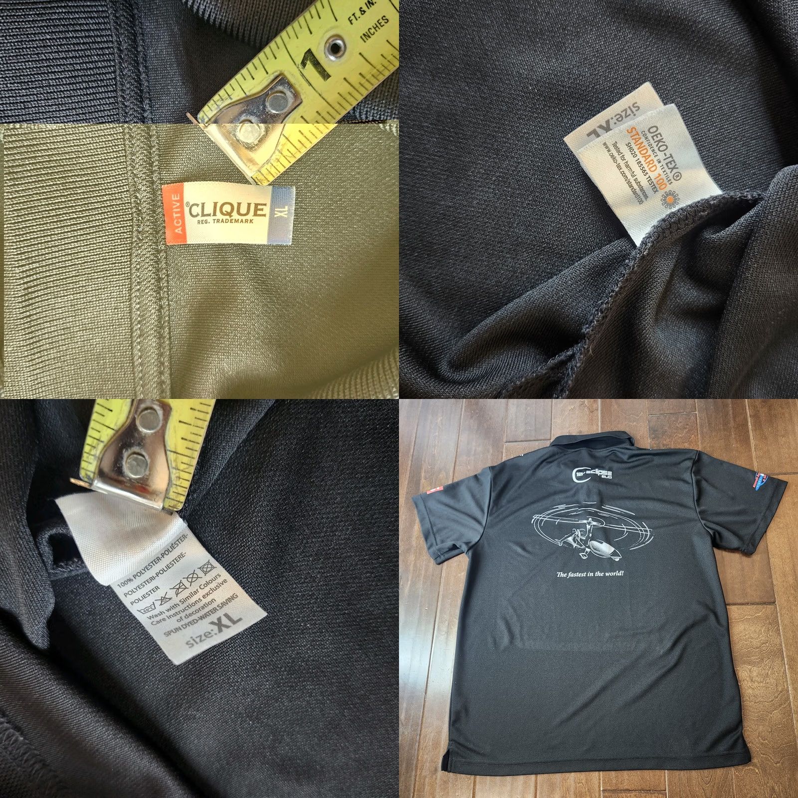 Vintage Aviation Polo Shirt Mens XL Black Helicopter Graphic Active Polo Shirt XYL? Size US XL / EU 56 / 4 - 9 Thumbnail
