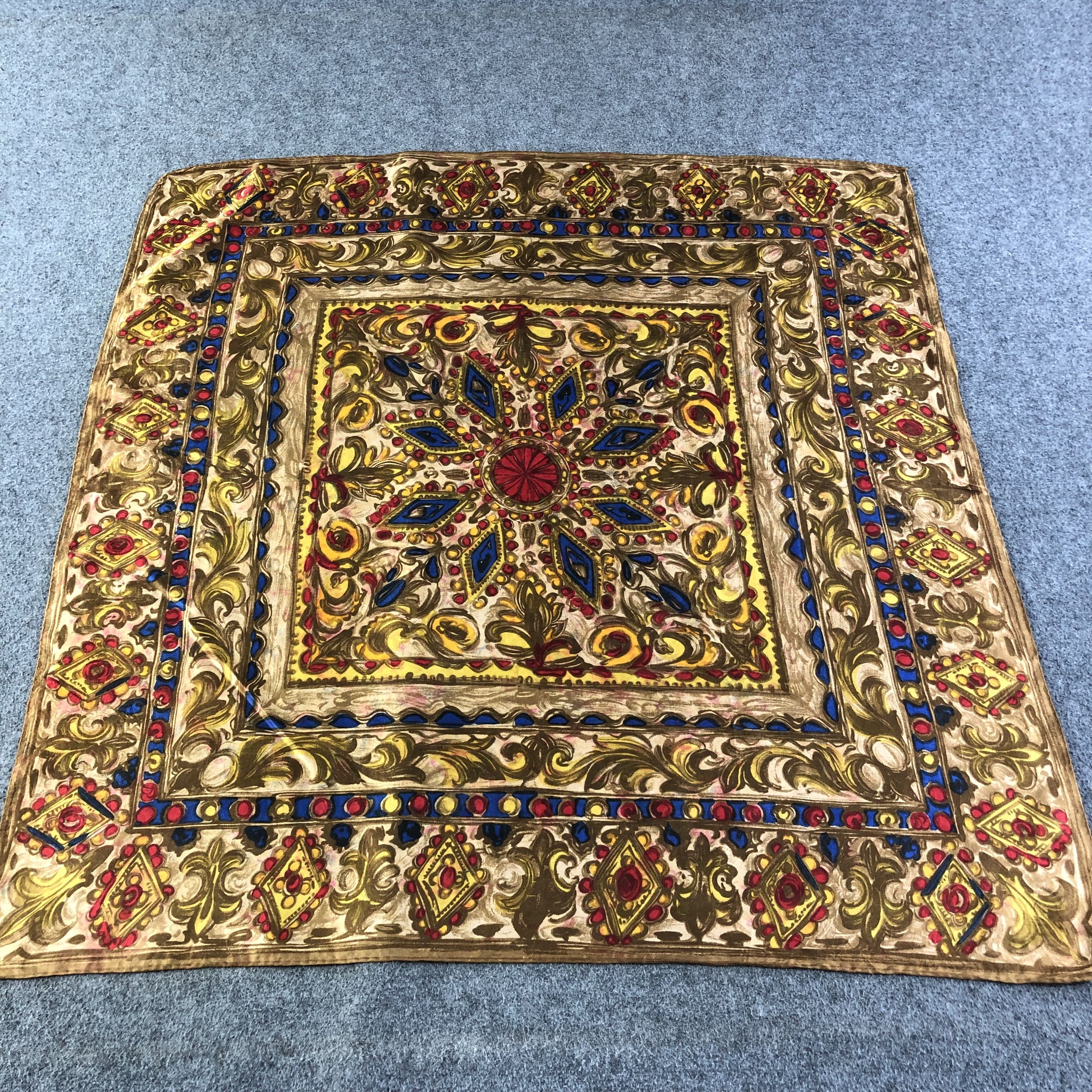 Vintage Vintage Luxury Design Hand Rolled Silk Scarf M758 Size ONE SIZE - 1 Thumbnail