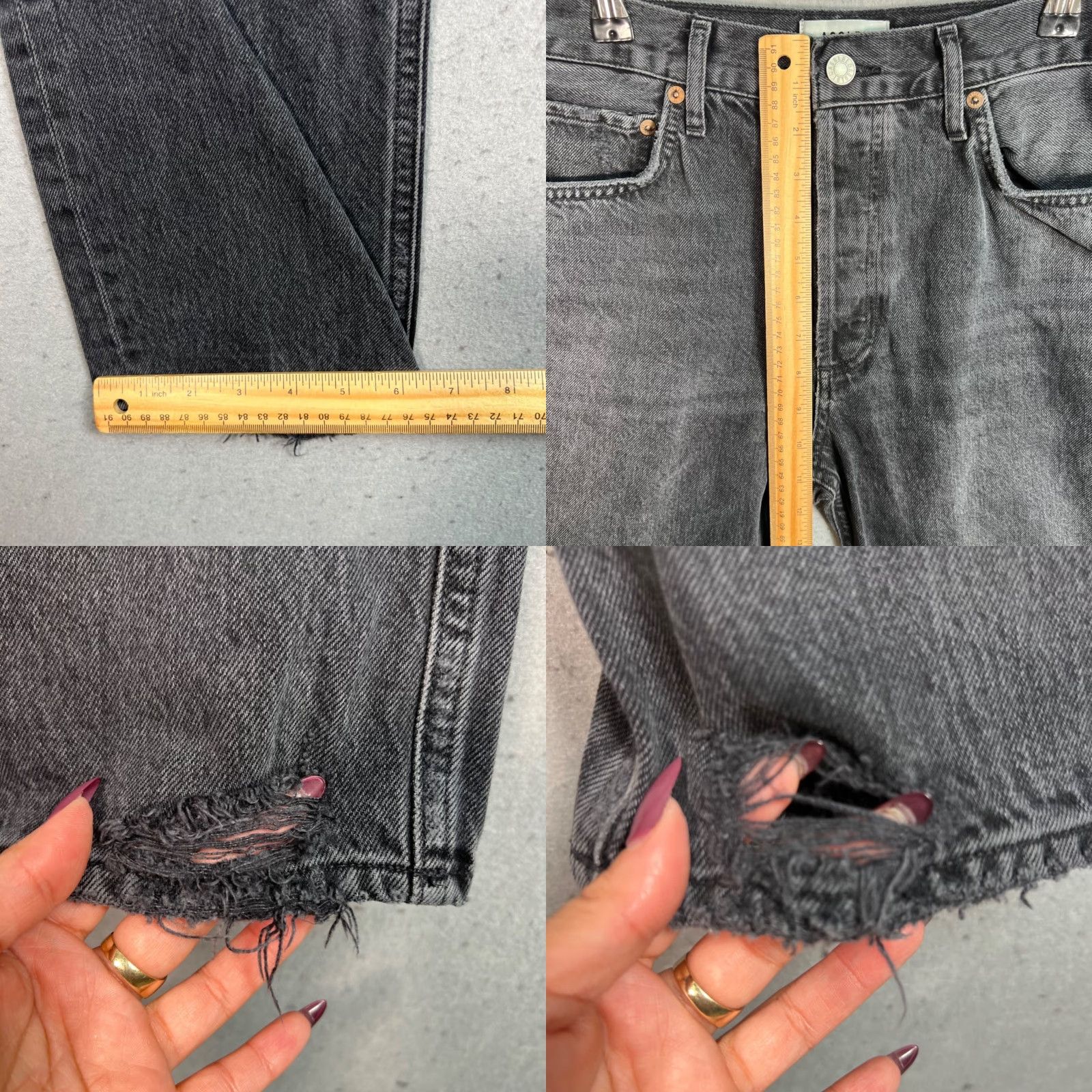 Agolde AGOLDE Jeans Black 29 Riley High-Rise Straight-Leg 100% Cotton Womens Adult 29 Denim Vintage 100% Cotton Size 29" - 8 Thumbnail