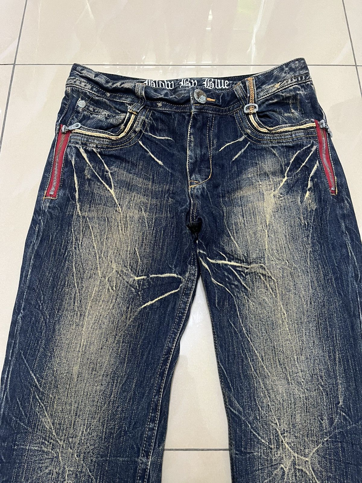 If Six Was Nine blow by blue distressed mud rusty thunder denim buckle back Size US 32 / EU 48 - 3 Thumbnail