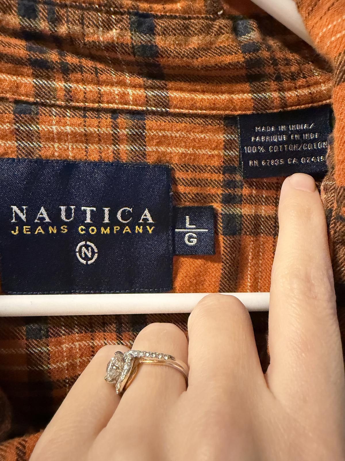 Other Nautica Jeans Company Orange Navy Plaid ButtonUp Shirt Large Size US L / EU 52-54 / 3 - 2 Thumbnail