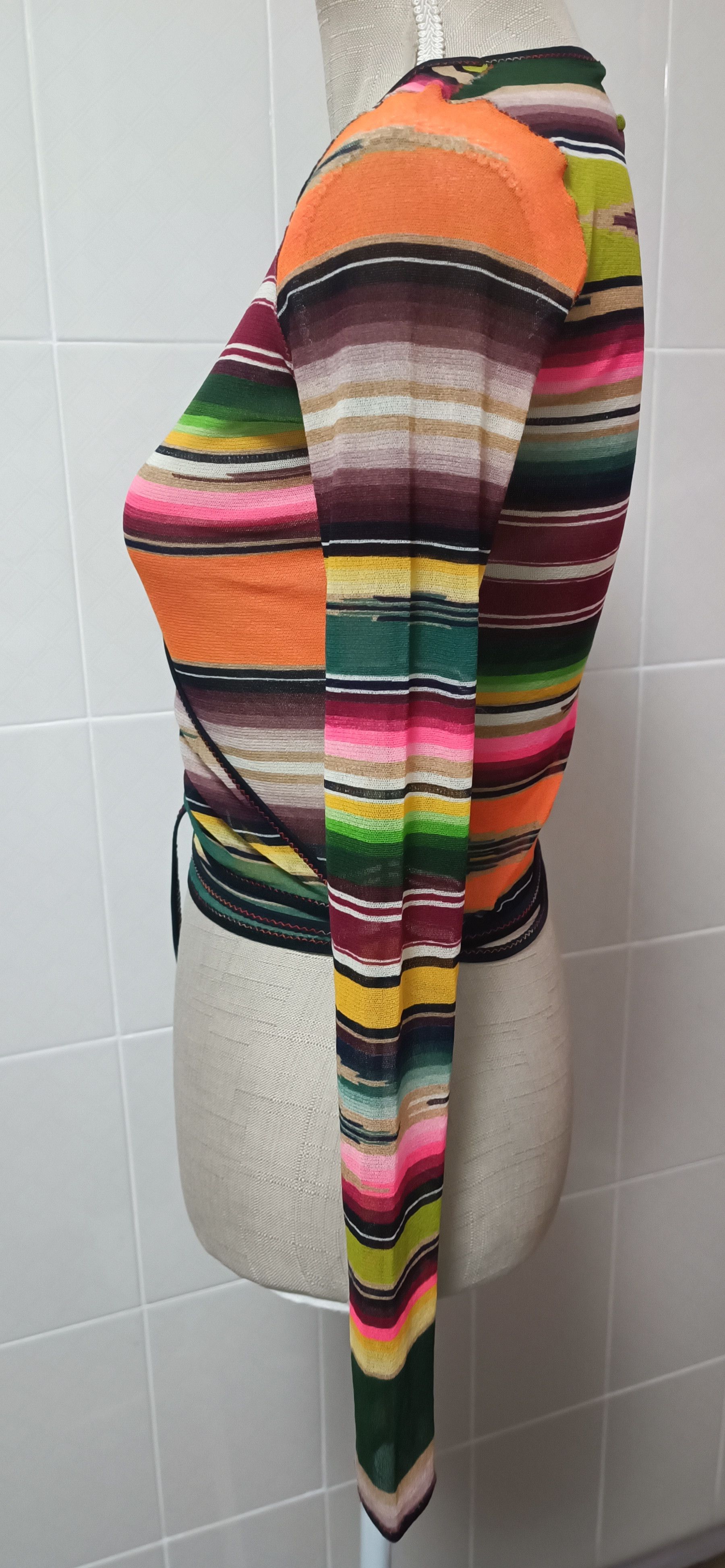Jean Paul Gaultier SS2005 - Multicolor stripes mesh Crop top Size XS / US 0-2 / IT 36-38 - 3 Thumbnail