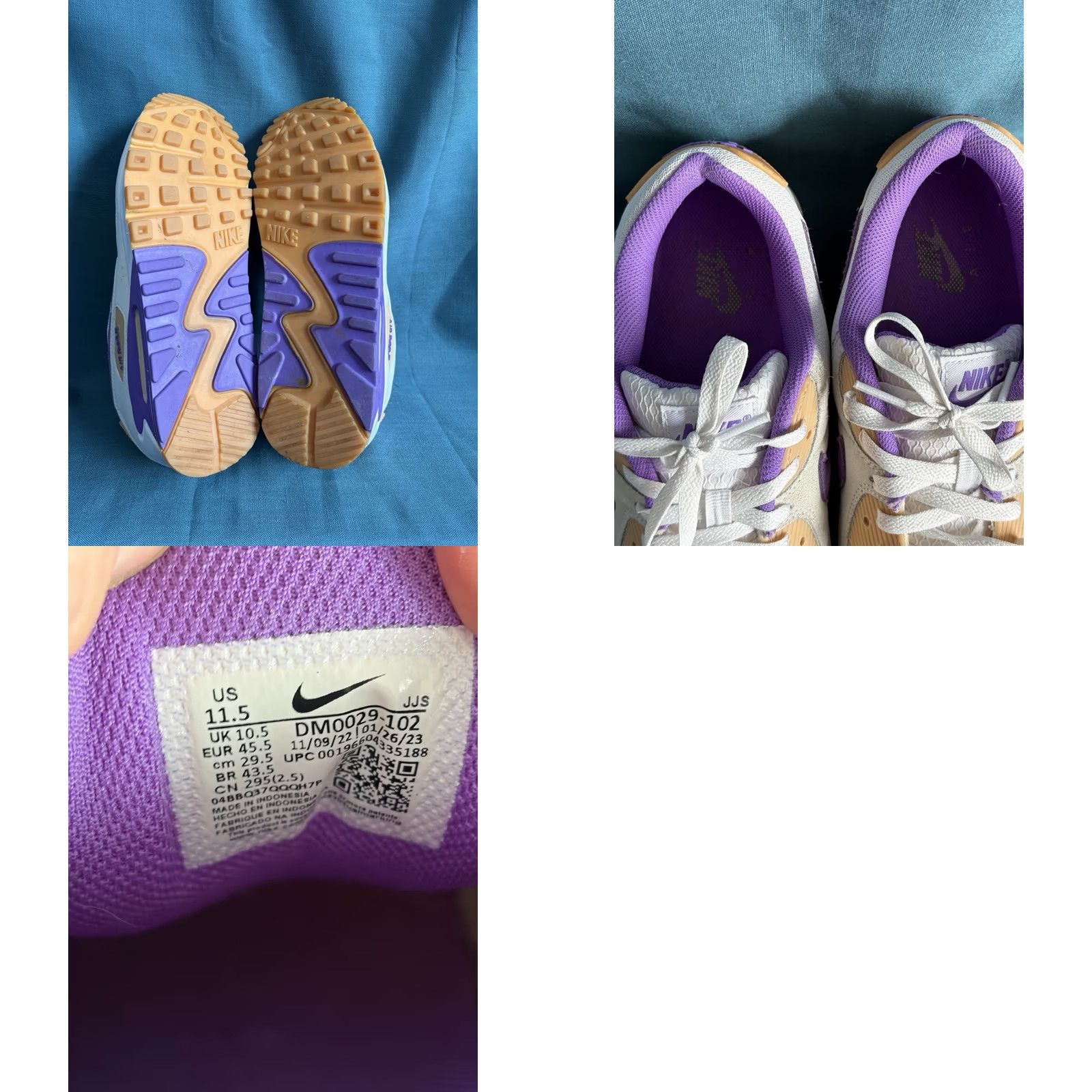 Nike Nike Air Max 90 Sneaker Mens Size 11.5 Sail Purple DM0029-102 Size US 12 / EU 45 - 8 Thumbnail