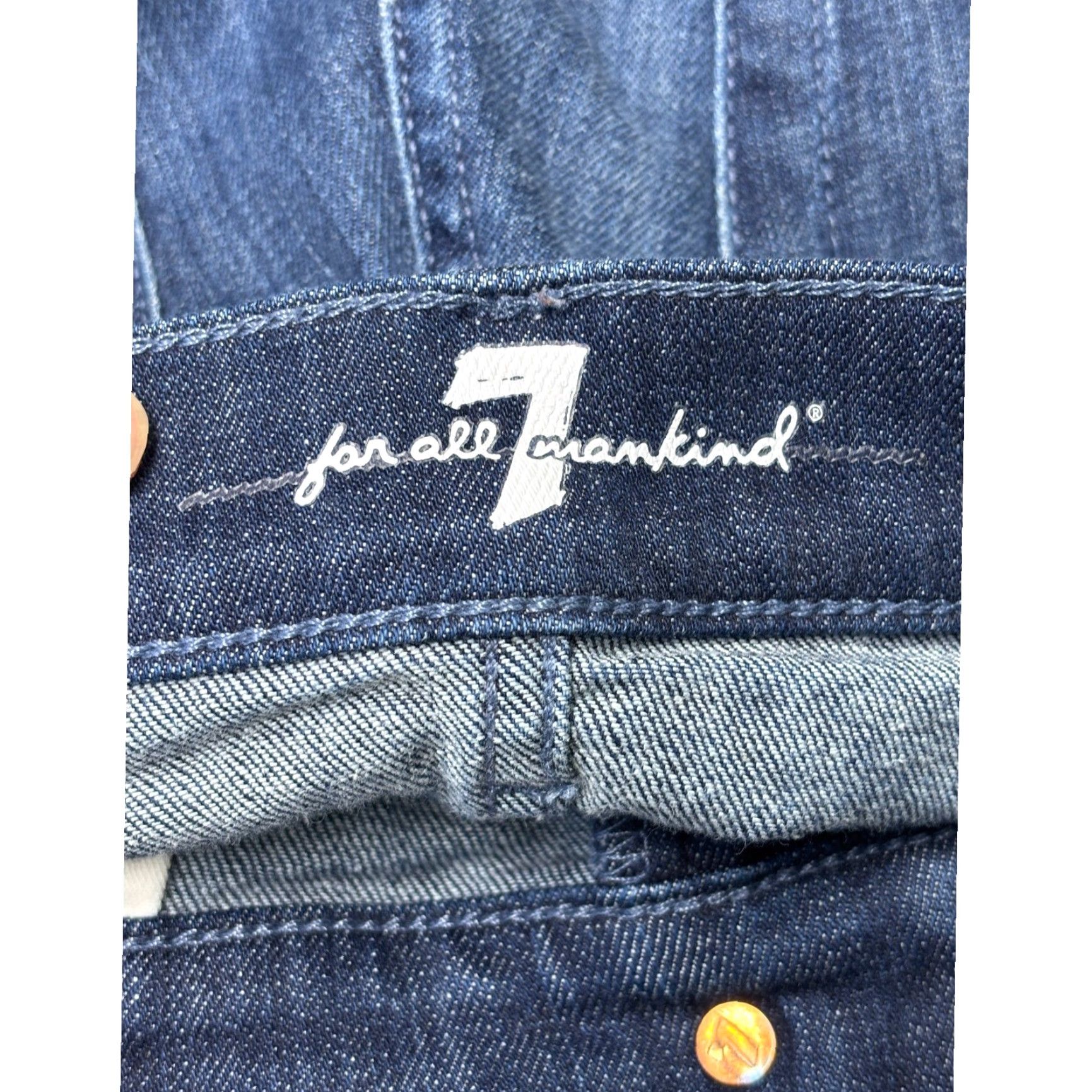 7 For All Mankind 7 For All Mankind Slimmy Jeans Dark Wash Mid Rise Stretch Cotton Blend 31X28 Women Jeans Slim, 5-Pocket, Zipper Button Wash: Medium Vintage: No Size 24" / US 00 / IT 34 - 5 Thumbnail