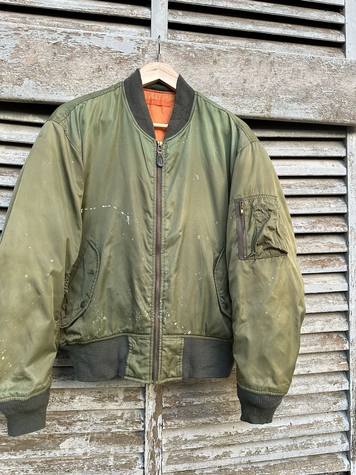 Vintage 🪖Vintage MA-1 Paint Splatter Man Intermediate Bomber Jacket Size US M / EU 48-50 / 2 - 5 Thumbnail