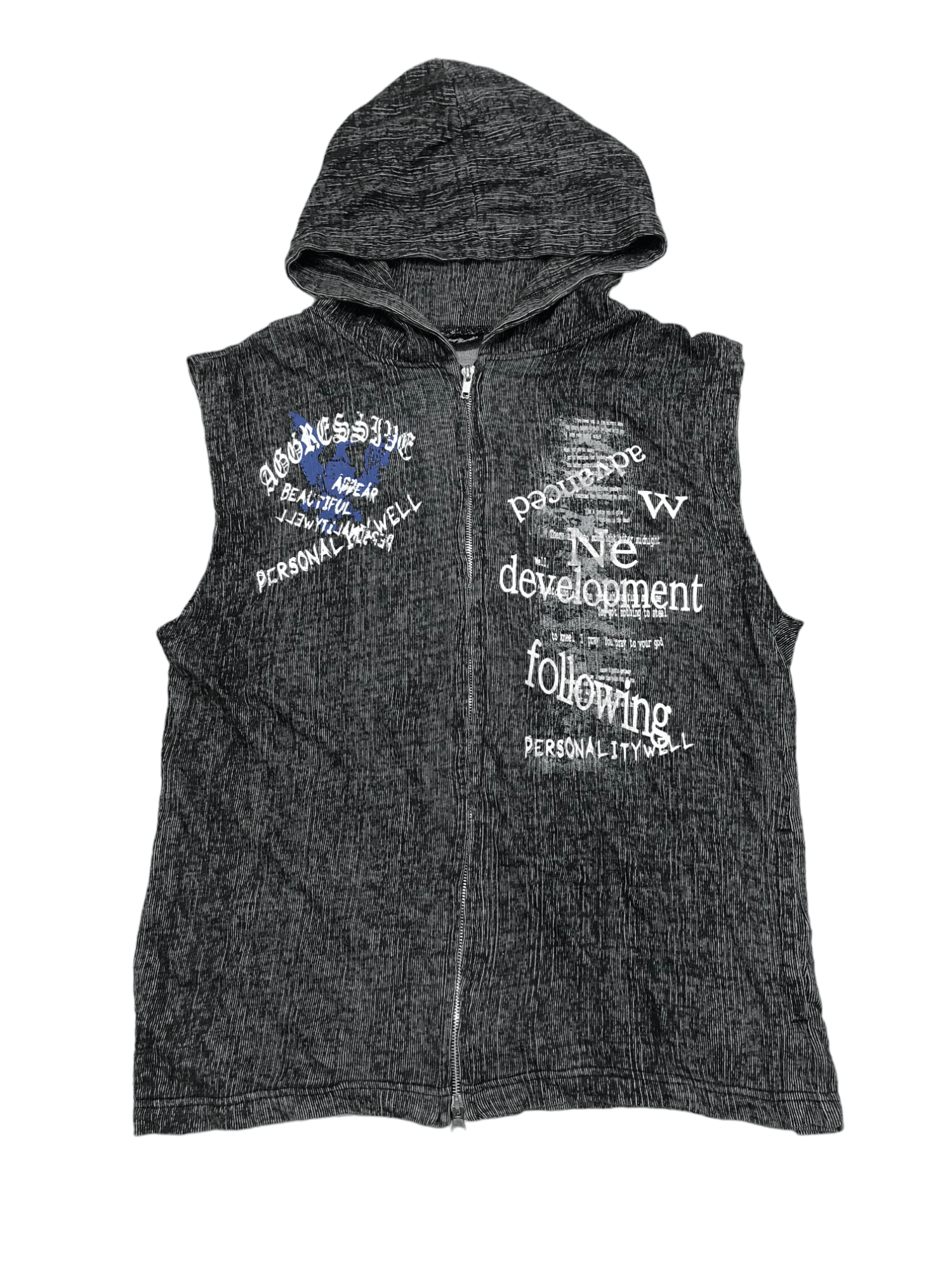 Bays Garden Sleeveless punk poem zip hoodie