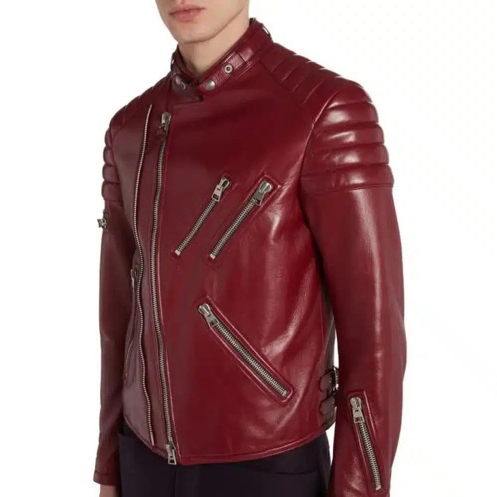 Tom Ford o1loc1c0225 LXI002 Biker Jacket in Burgandy Size US M / EU 48-50 / 2 - 2 Thumbnail