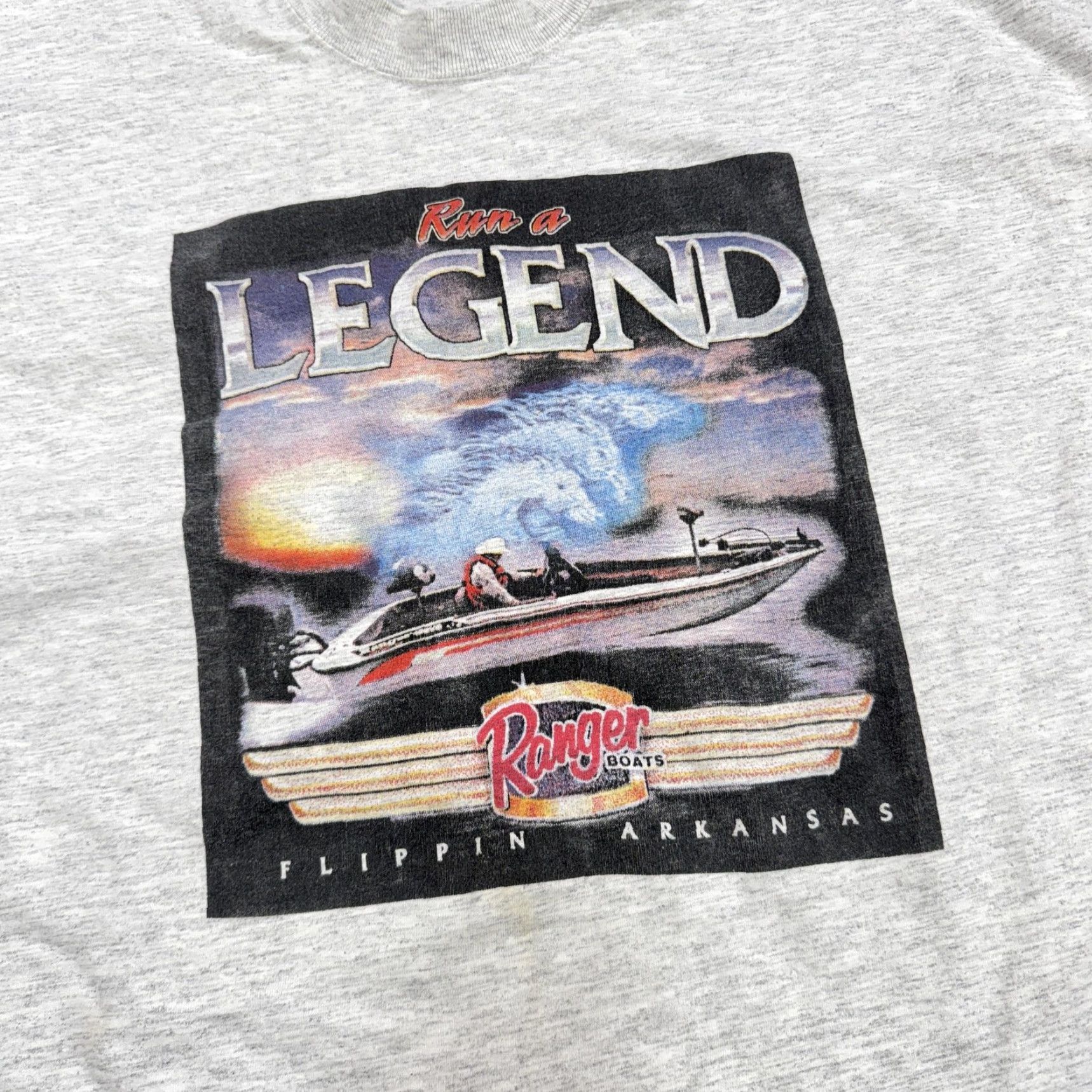 Fruit Of The Loom Vintage Ranger Boats Shirt Mens 2XL Gray Run A Legend Flippin Arkansas 90s Tee Size US XXL / EU 58 / 5 - 4 Thumbnail