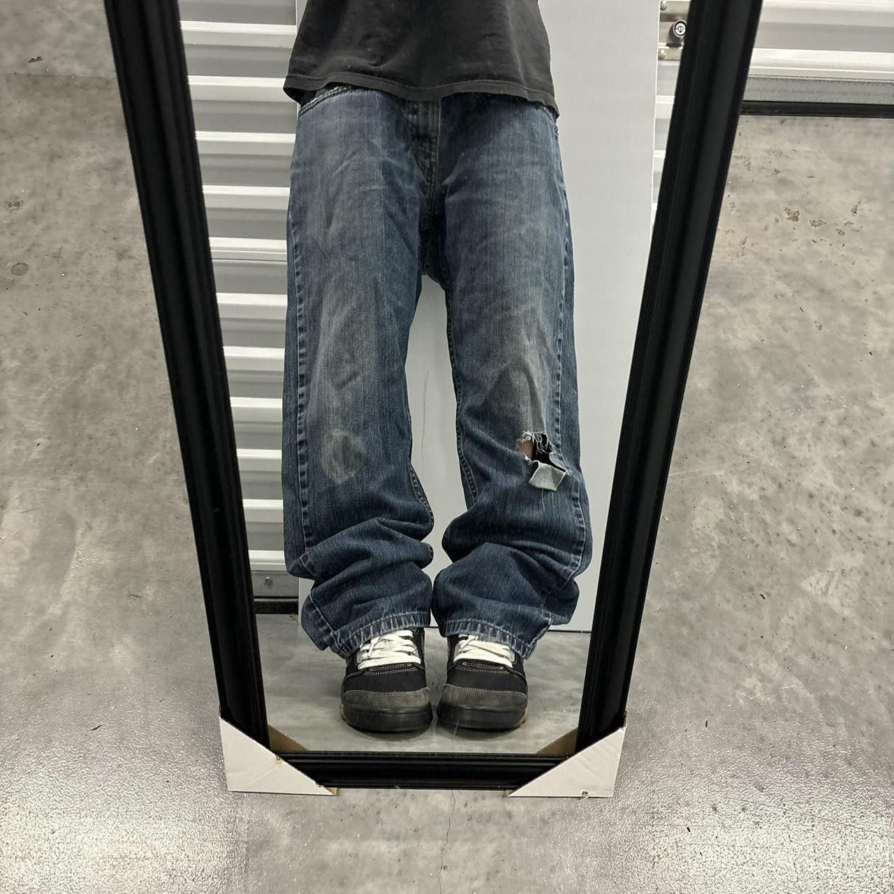 Levi's × Vintage Crazy Vintage Y2K/2000s Grunge Levi’s Dark Wash Distressed Denim Jeans! Size US 34 / EU 50 - 1 Thumbnail
