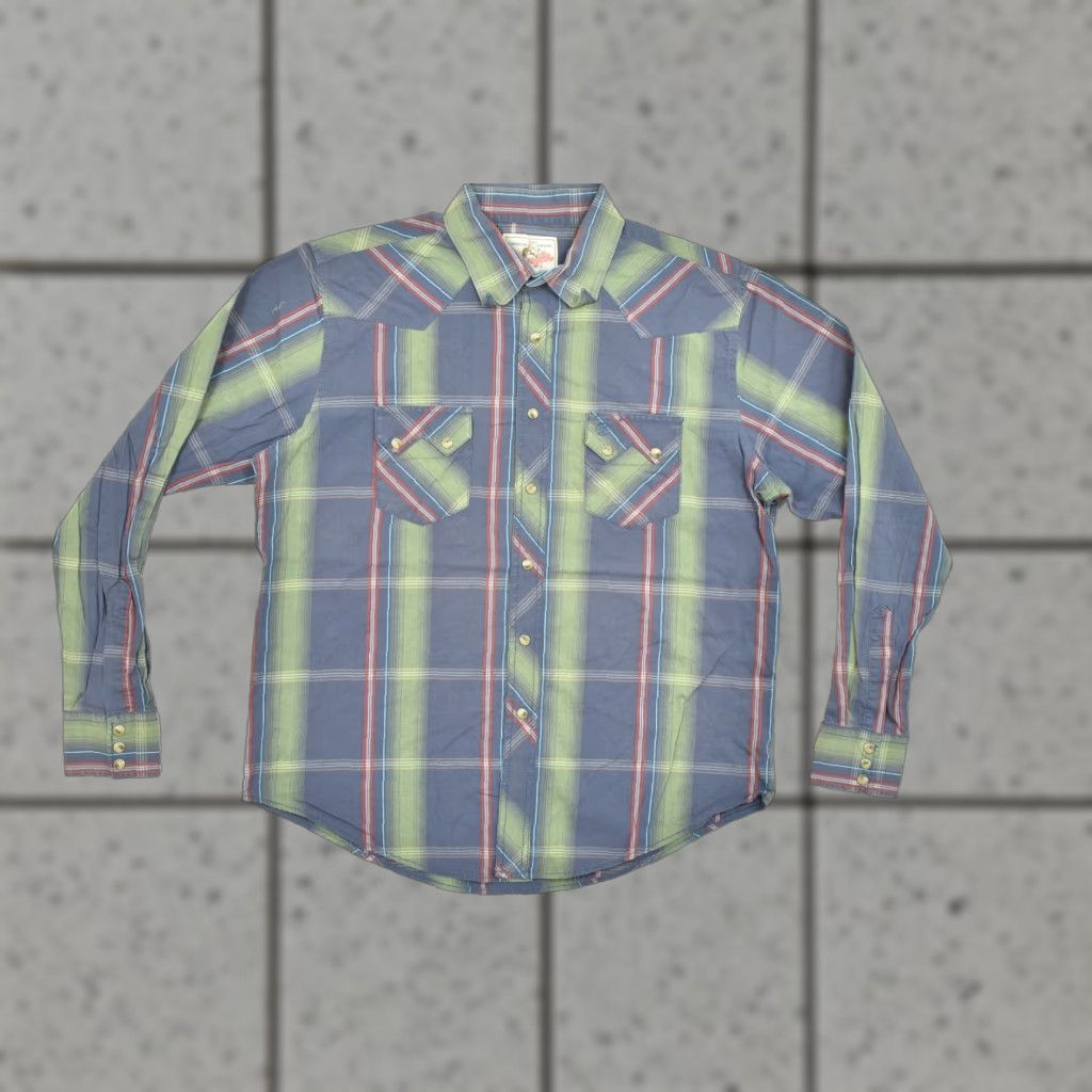 Wrangler Wrangler American Cowboys Men Blue Green Plaid Western Snap Shirt L Pearl Size US L / EU 52-54 / 3 - 1 Thumbnail