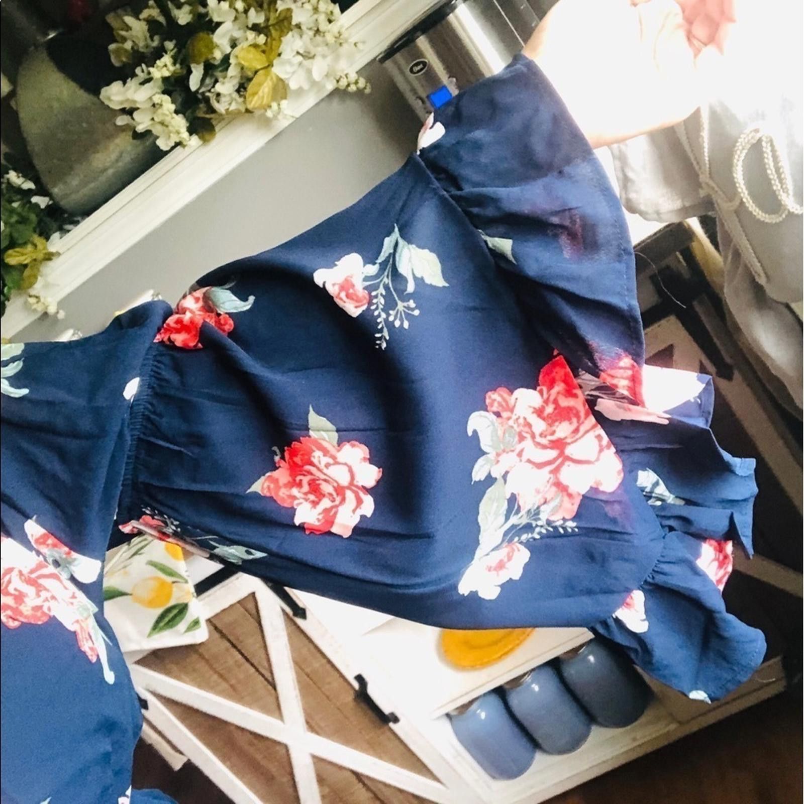 Designer Floral Off The Shoulder Mini Dress With Bell Sleeves NWT Size S / US 4 / IT 40 - 3 Thumbnail