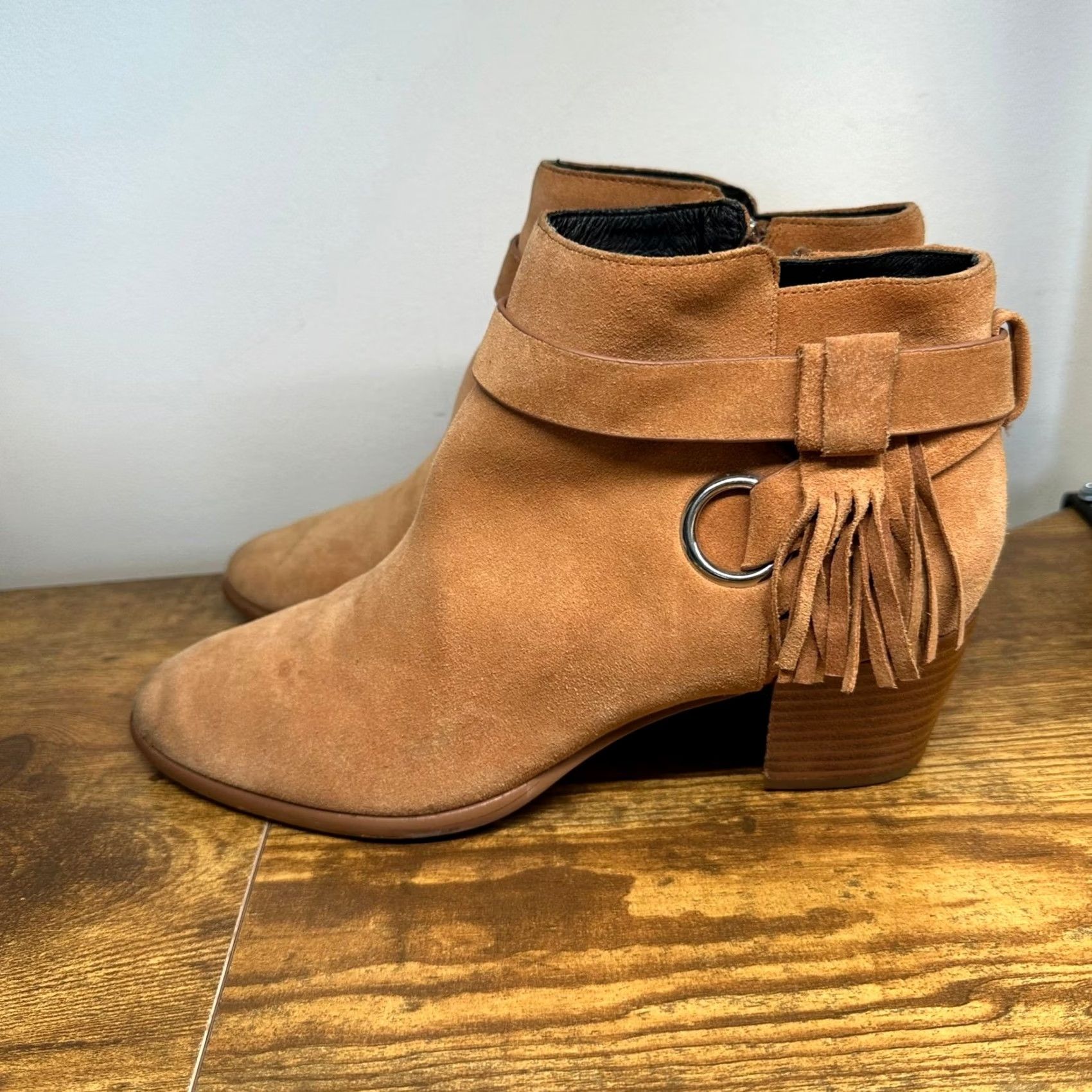 Rebecca Minkoff Rebecca Minkoff Womens Suede Ankle Boots Fringe Western Zipper Zip Tan 8.5M Casual Travel Cowgirl Size US 9 / IT 39 - 3 Thumbnail