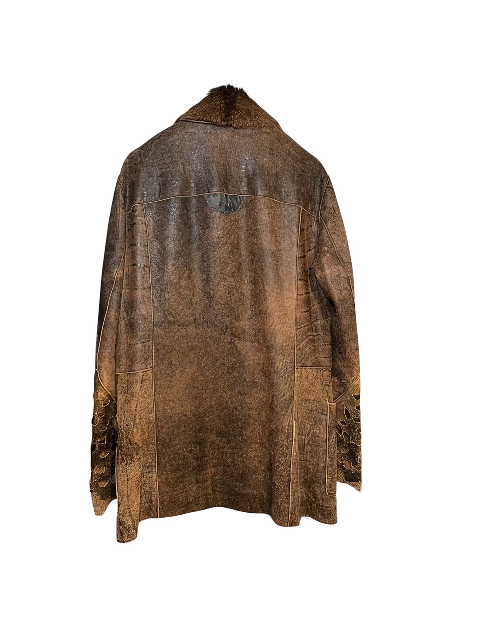 Just Cavalli BEAVER FUR COLLAR LION TOOTH CLOSURE LEATHER COAT Size US M / EU 48-50 / 2 - 3 Thumbnail