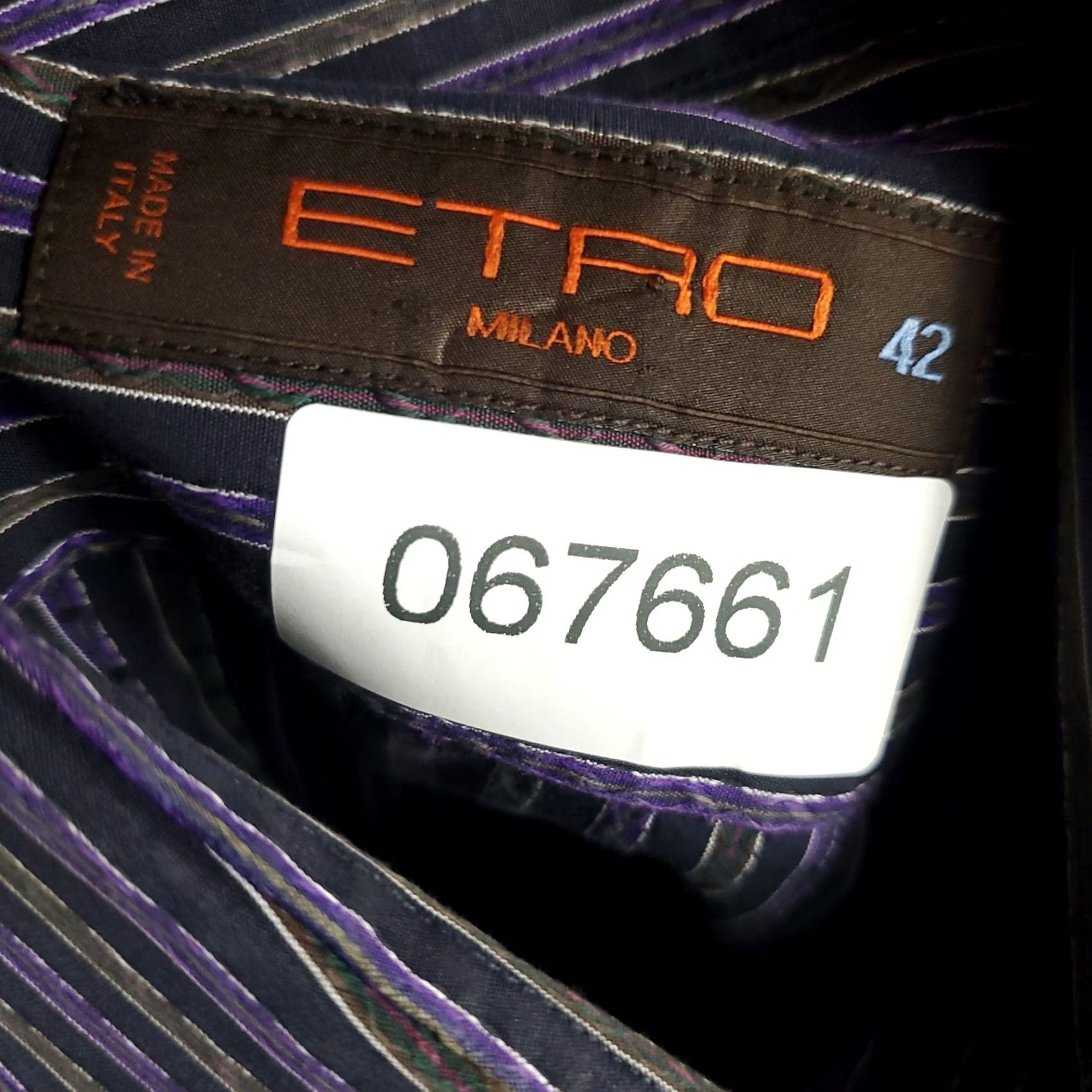 Etro ETRO Shirt Mens Size 42 Purple Striped Button Up Long Sleeve Made In Italy Size US XL / EU 56 / 4 - 8 Thumbnail