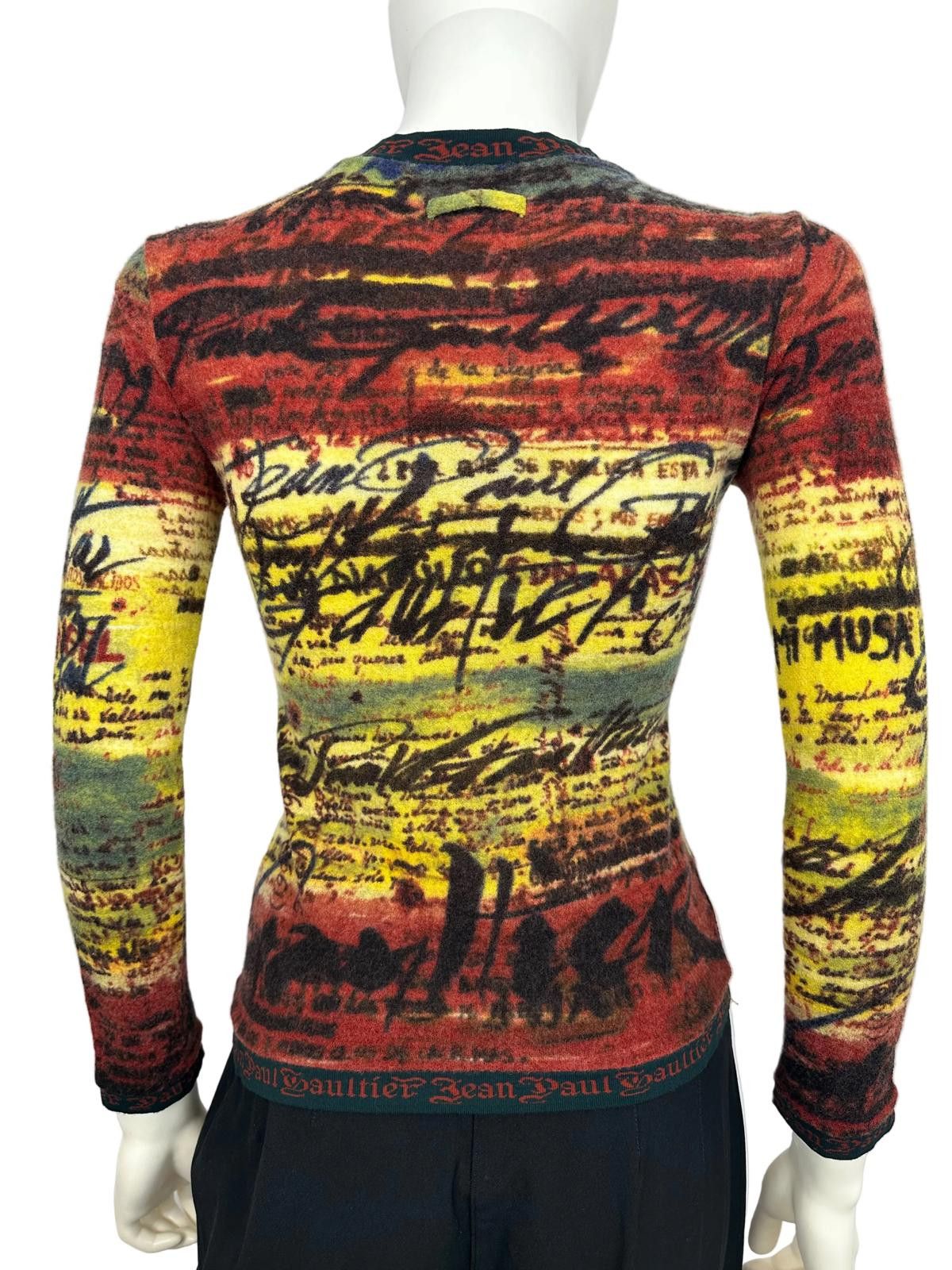 Jean Paul Gaultier Jean Paul Gaultier Script Knit Top Size S / US 4 / IT 40 - 2 Thumbnail
