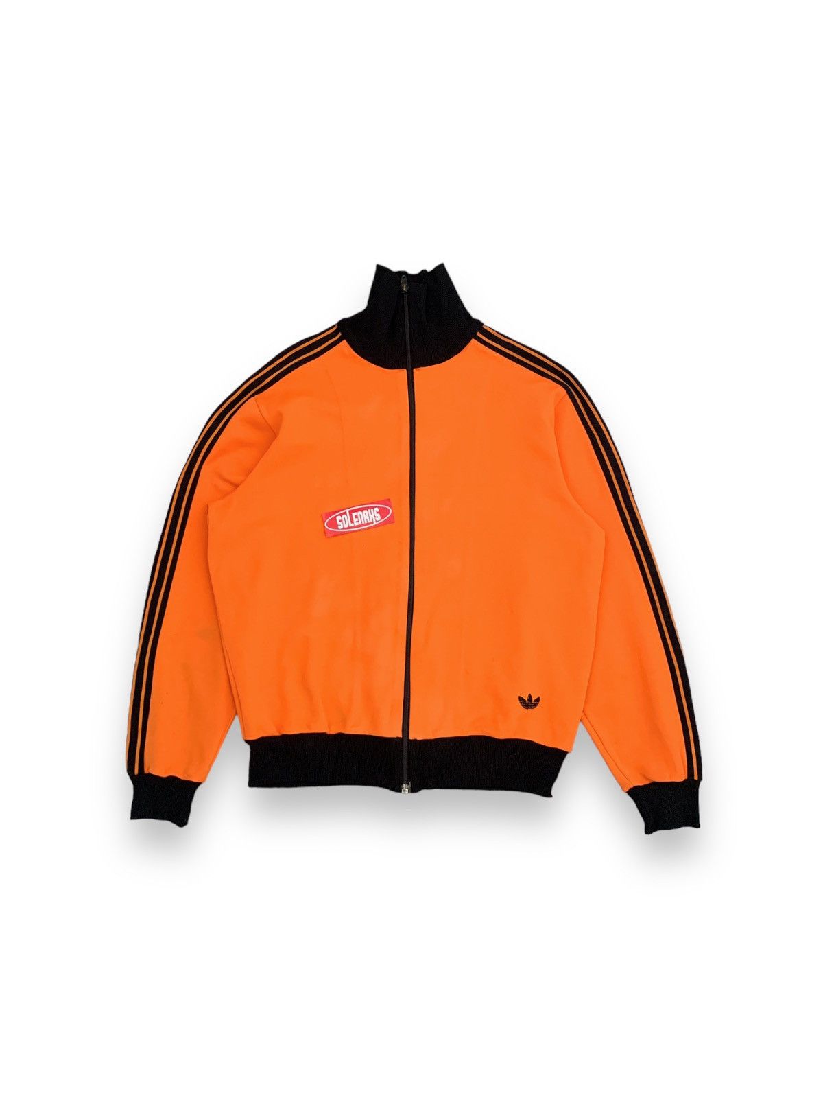 image of Adidas Descente Japan Tracktop Jacket in Orange/Black, Men's (Size Small)