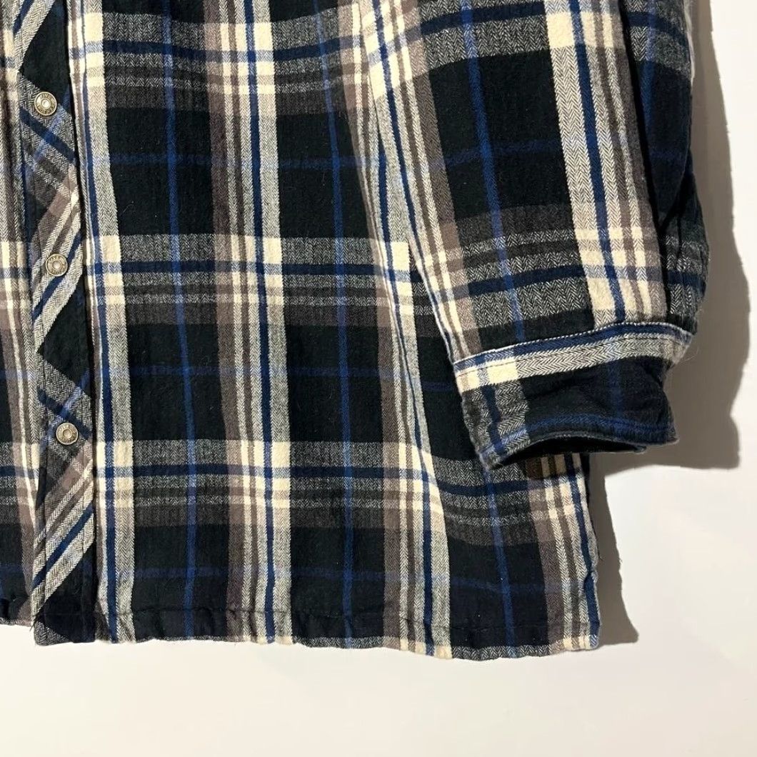 Vintage Five Brother Mens 2XL Quilted Lined Flannel Shirt Jacket Blue Black Plaid Work Jacket Size US XXL / EU 58 / 5 - 4 Thumbnail