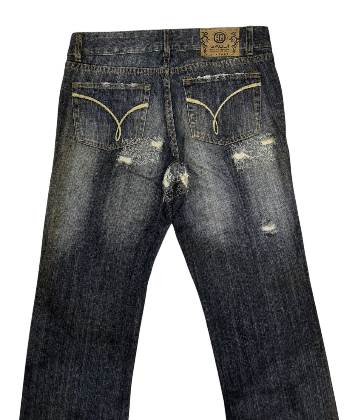 Hedi Slimane Distressed Web Chaos Stitch Wide Leg Denim Jean Dior Style Size US 32 / EU 48 - 6 Thumbnail