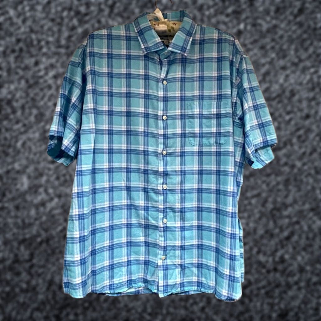 Peter Millar Peter Millar Mens Plaid Shirt Button-Up Short Sleeve XL Blue 100% Cotton Size US XL / EU 56 / 4 - 1 Thumbnail