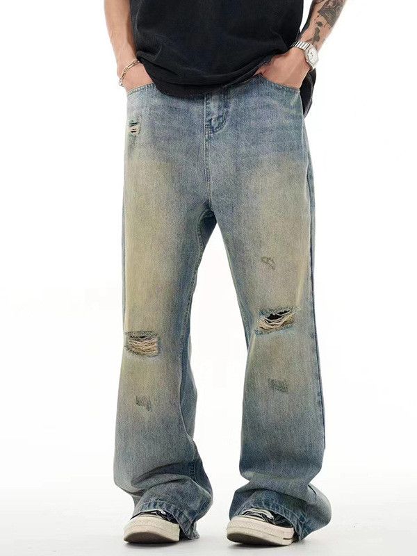 Japanese Brand Loose trendy oversized washed distressed jeans y2k Size US 34 / EU 50 - 1 Thumbnail