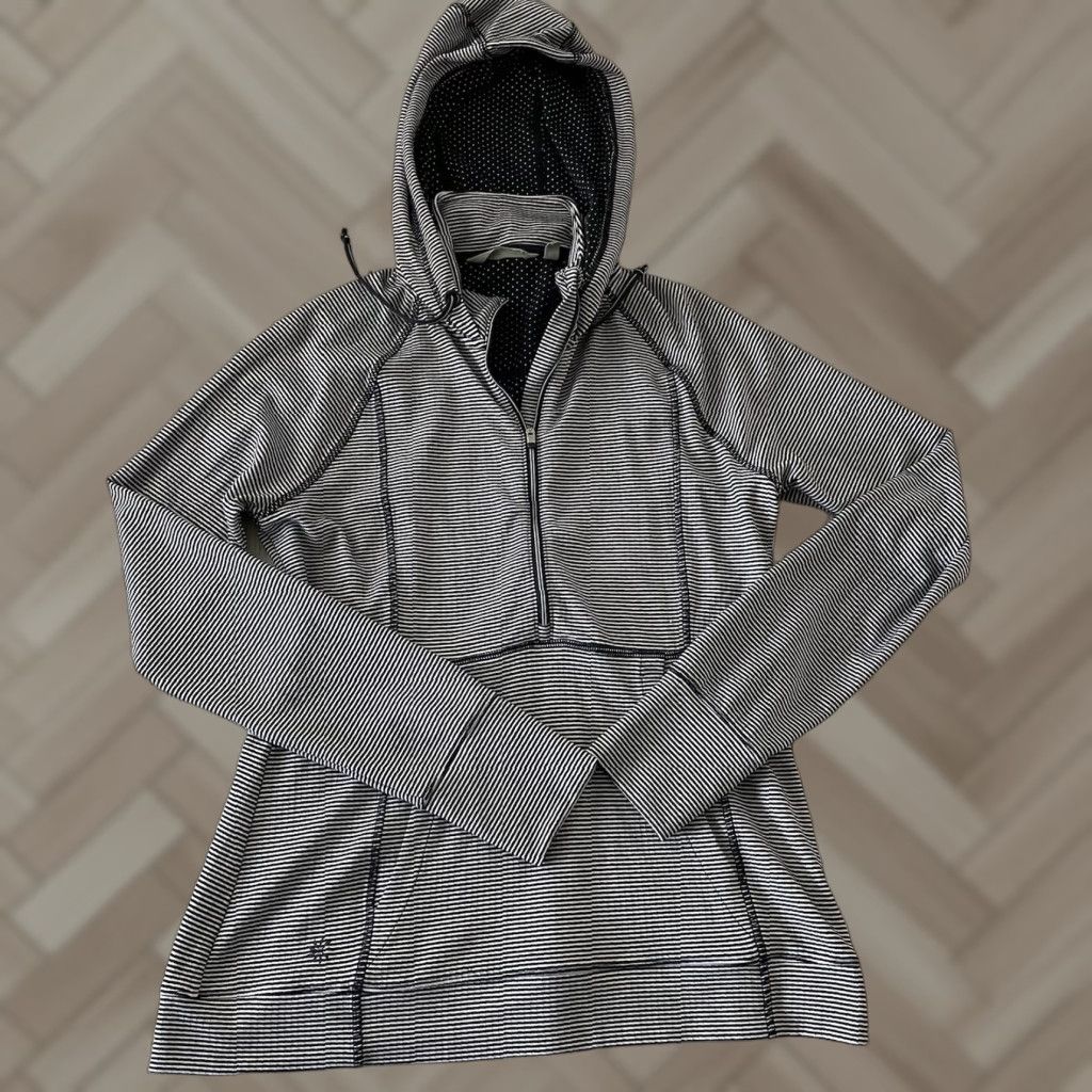 Athleta Athleta Sweatshirt Pullover Hooded Striped Blue Women S Small Activewear Size S / US 4 / IT 40 - 1 Thumbnail
