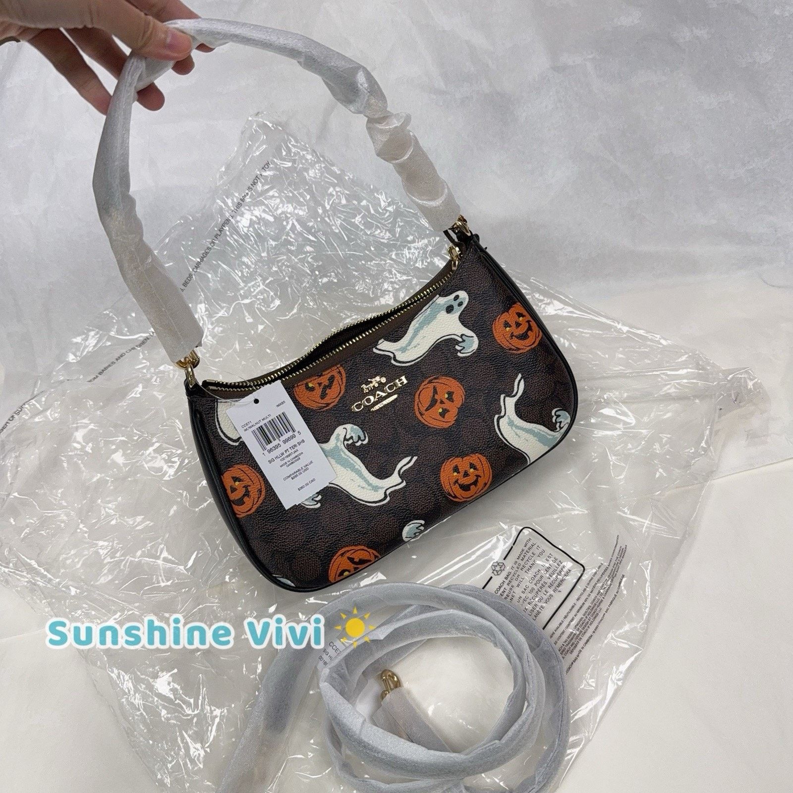 Coach NWT Coach Teri Shoulder Bag Canvas Pumpkin Halloween CCE71 Size ONE SIZE - 1 Thumbnail