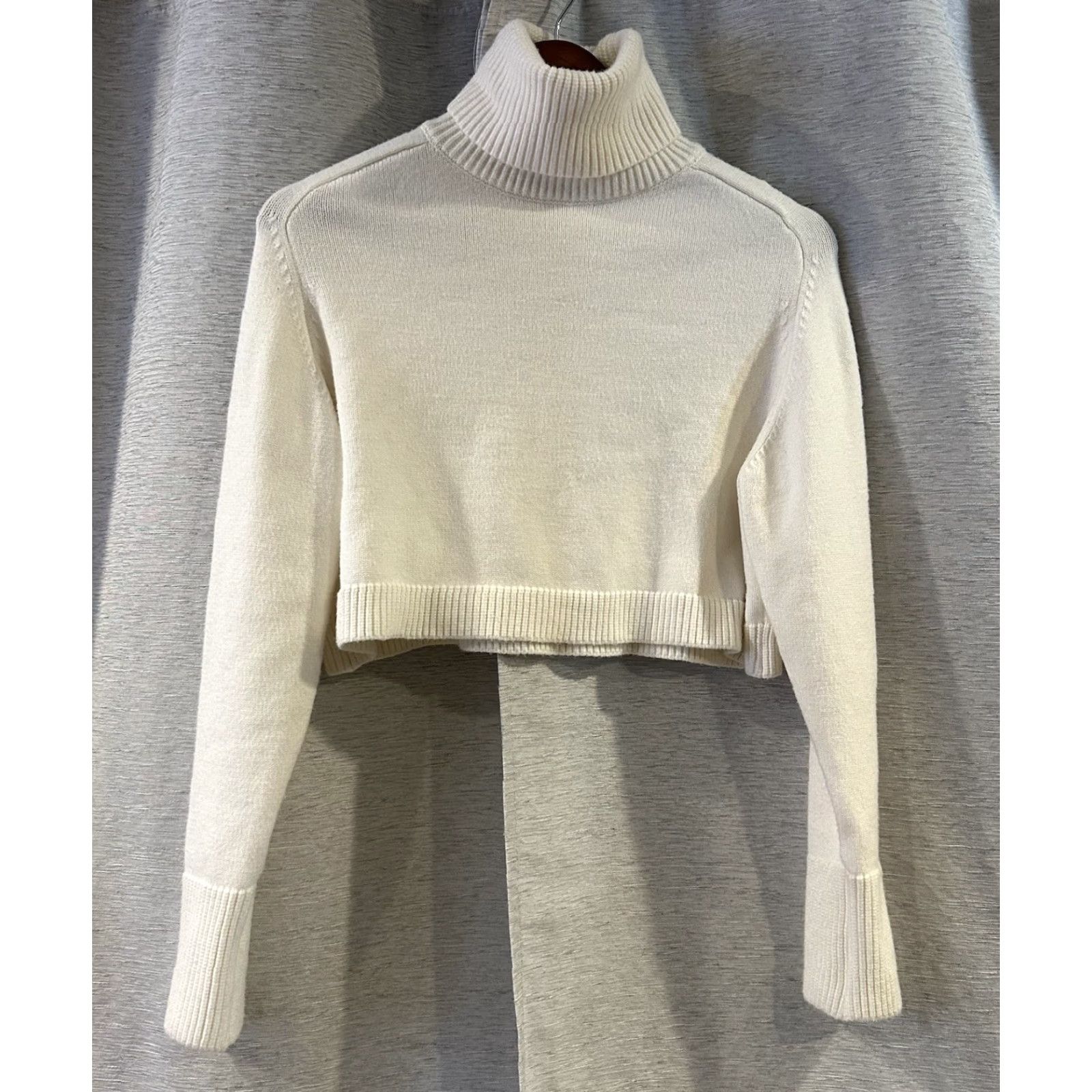 Zara ZARA Womens Sweater Pullover Knit Turtleneck Cropped Ivory Size S Regular Knit Style Pullover Size S / US 4 / IT 40 - 2 Thumbnail