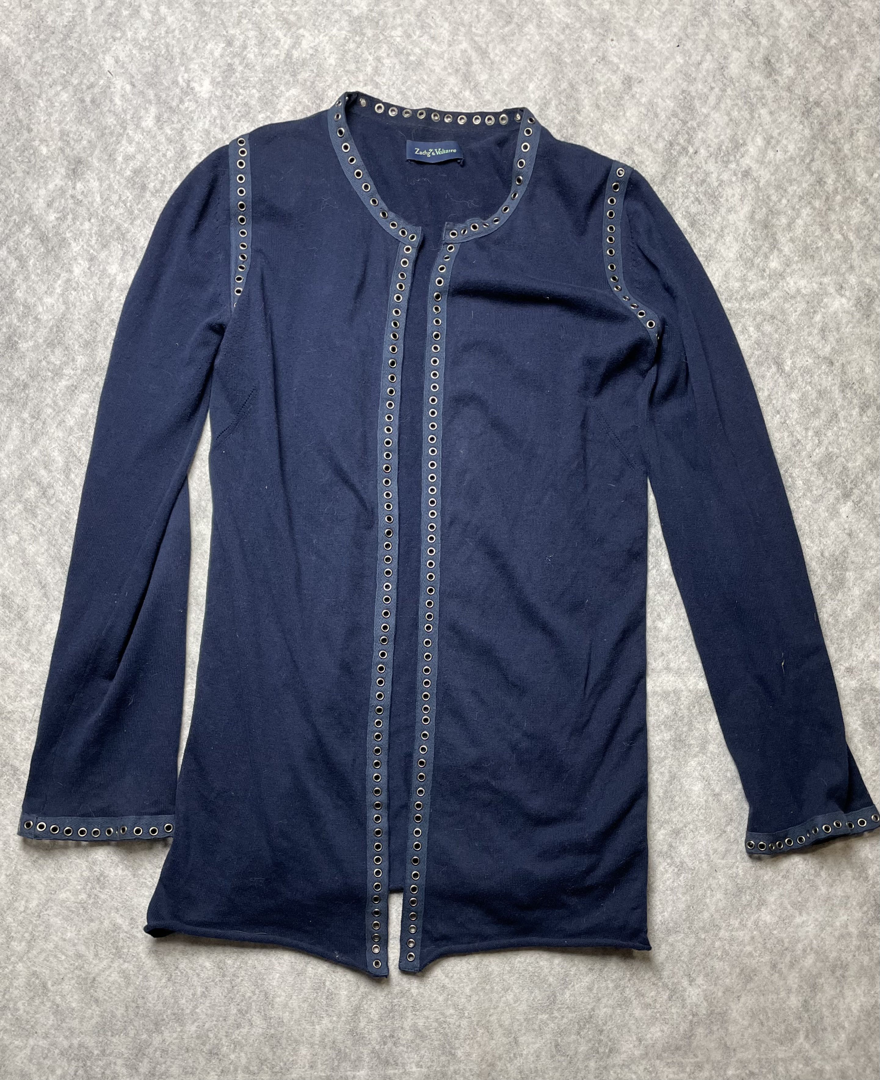 Zadig & Voltaire Zadig & Voltaire Navy Blue Cotton Open Coat Cardigan Size M / US 6-8 / IT 42-44 - 5 Thumbnail