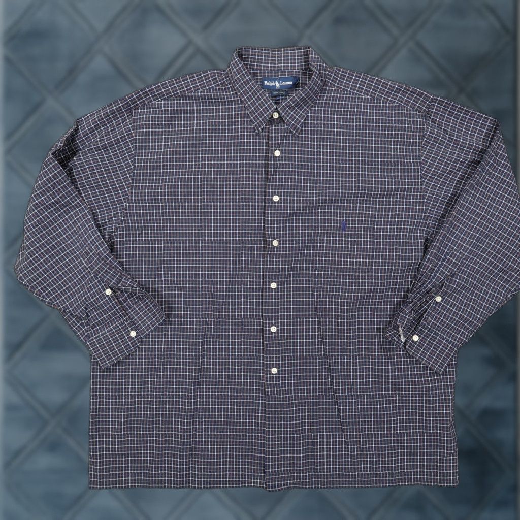 Ralph Lauren Ralph Lauren Shirt Mens Big 2X Blue Check Long Sleeve Button-Down Pony Size US XXL / EU 58 / 5 - 1 Thumbnail